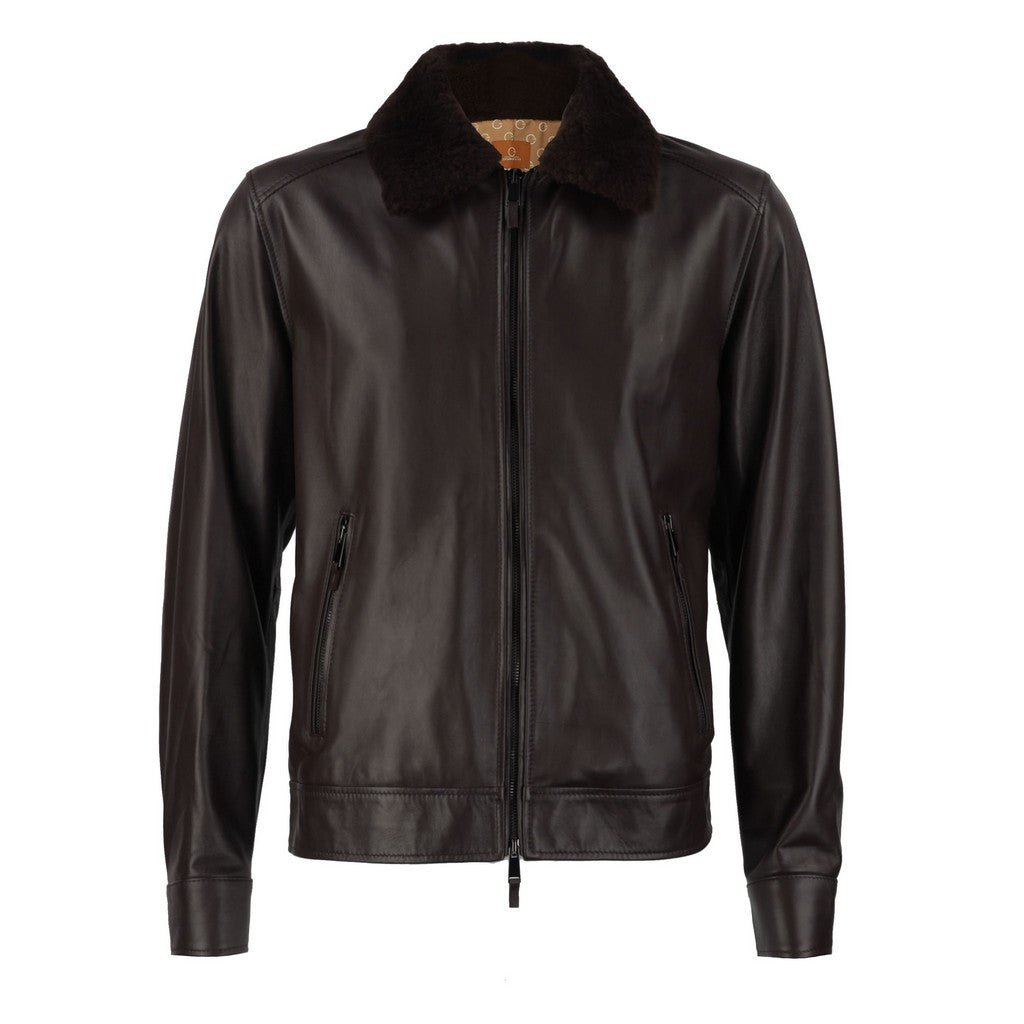 MCKINNON Giancarlo Giannini Leather Shearling Jacket DARK BROWN REG - Henry Bucks