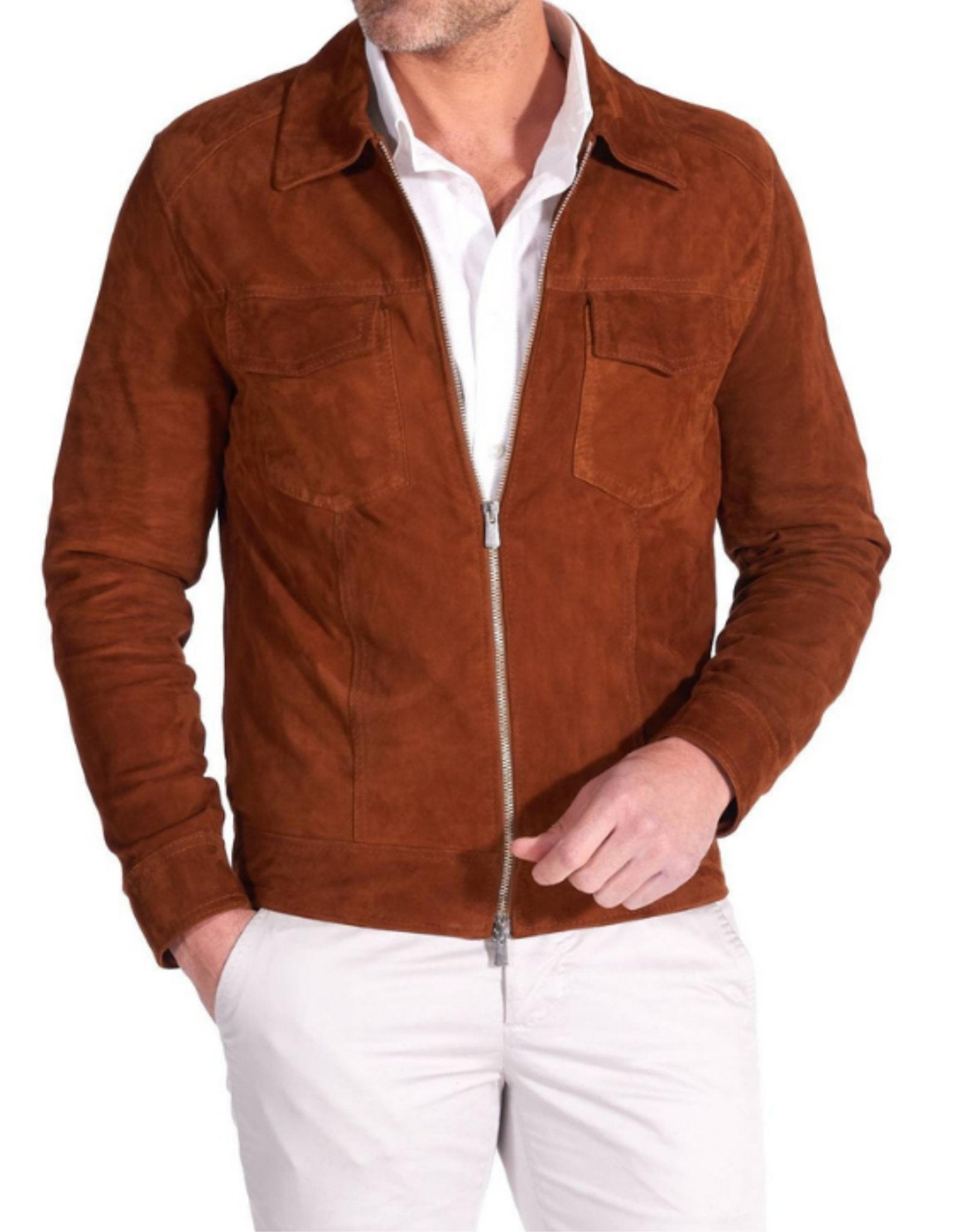 MCKINNON Lewis Suede Leather Unlined Jacket COGNAC - Henry BucksCasual Jackets38SS210005 - COGN - R - 46