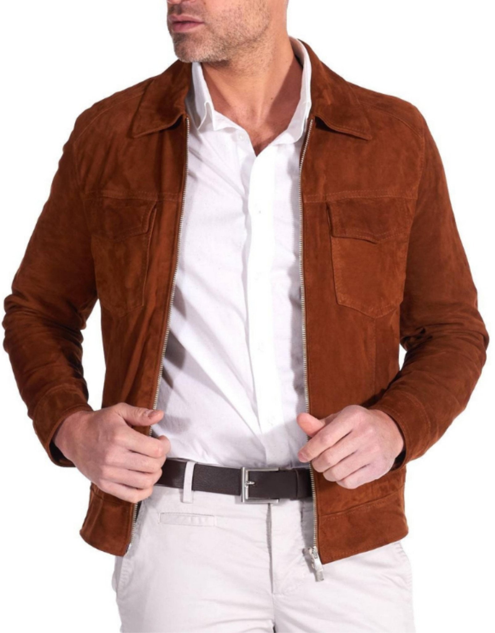 MCKINNON Lewis Suede Leather Unlined Jacket COGNAC - Henry BucksCasual Jackets38SS210005 - COGN - R - 46