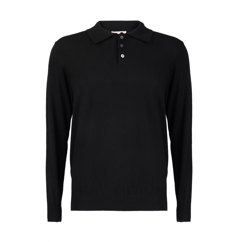 MCKINNON Merino Wool Long Sleeve Polo BLACK - Henry Bucks