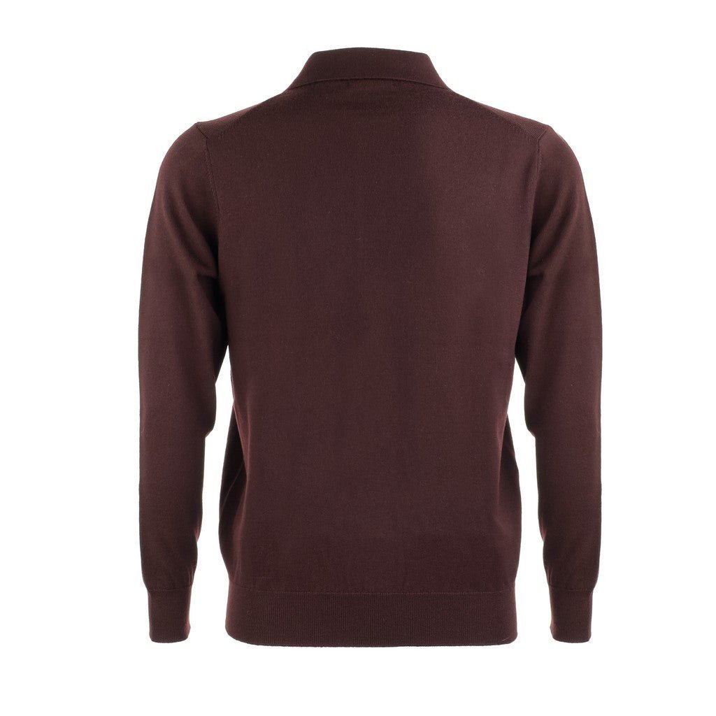 MCKINNON Merino Wool Long Sleeve Polo CHOCOLATE - Henry Bucks