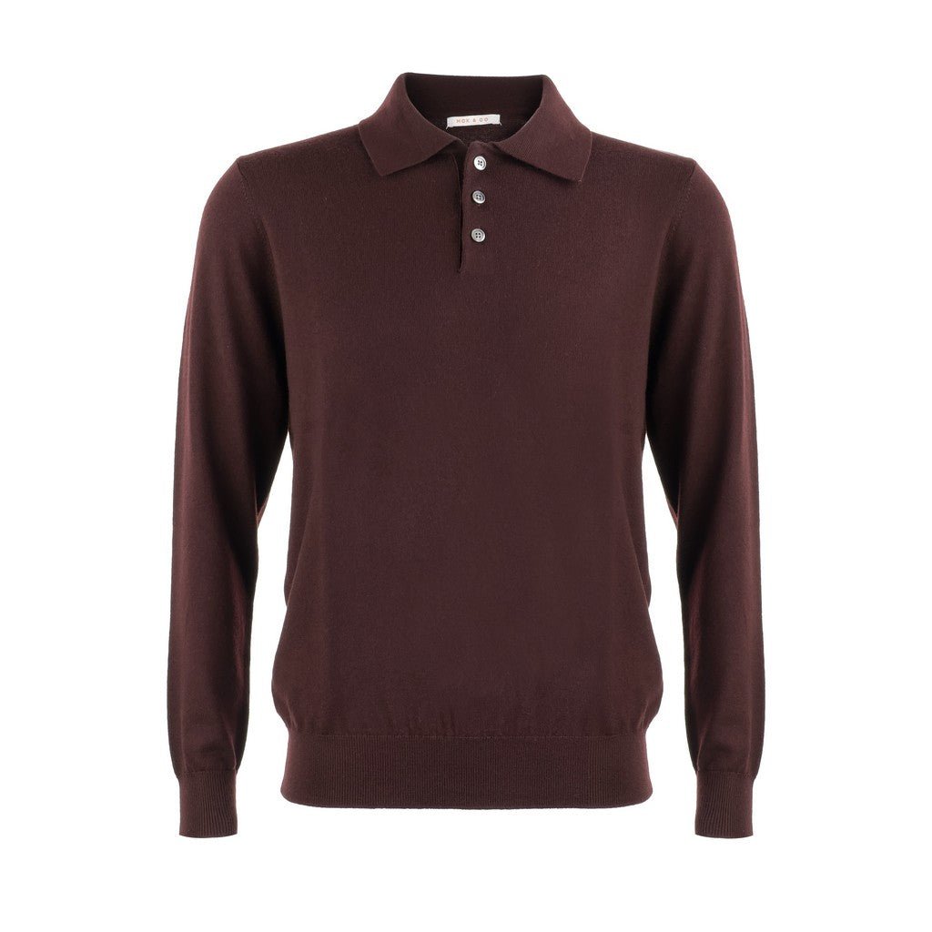MCKINNON Merino Wool Long Sleeve Polo CHOCOLATE - Henry Bucks