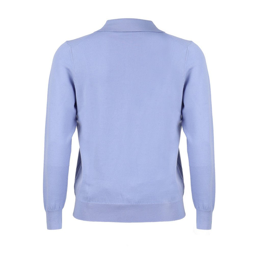 MCKINNON Merino Wool Long Sleeve Polo LIGHT BLUE - Henry Bucks