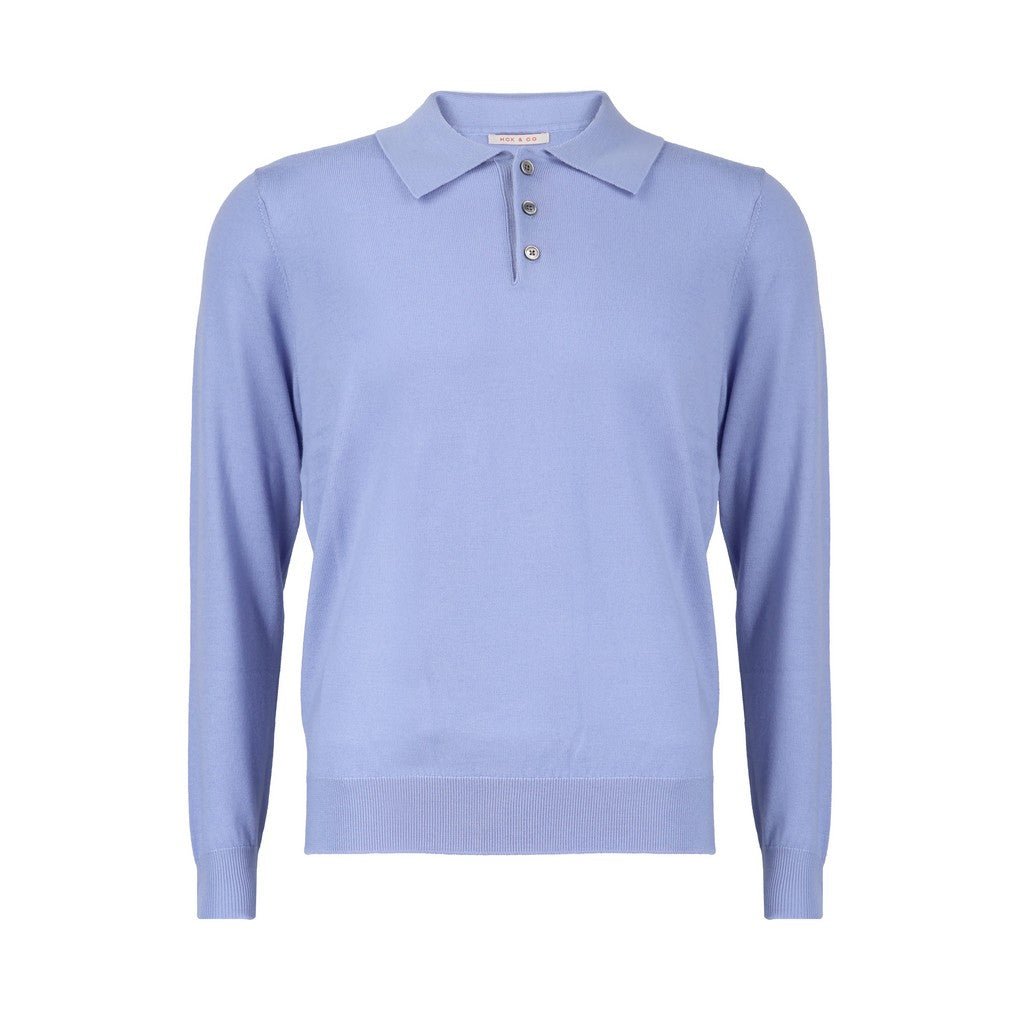 MCKINNON Merino Wool Long Sleeve Polo LIGHT BLUE - Henry Bucks