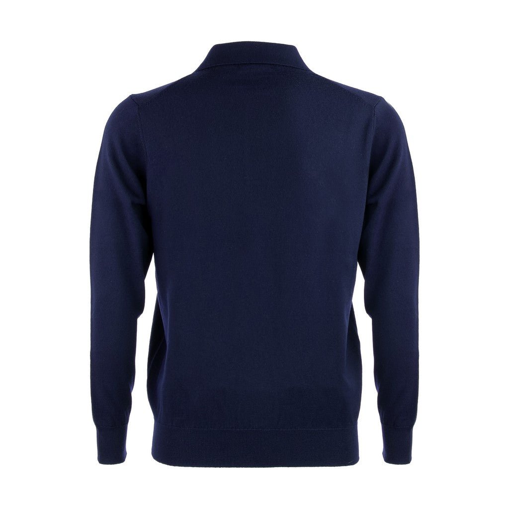 MCKINNON Merino Wool Long Sleeve Polo NAVY - Henry Bucks