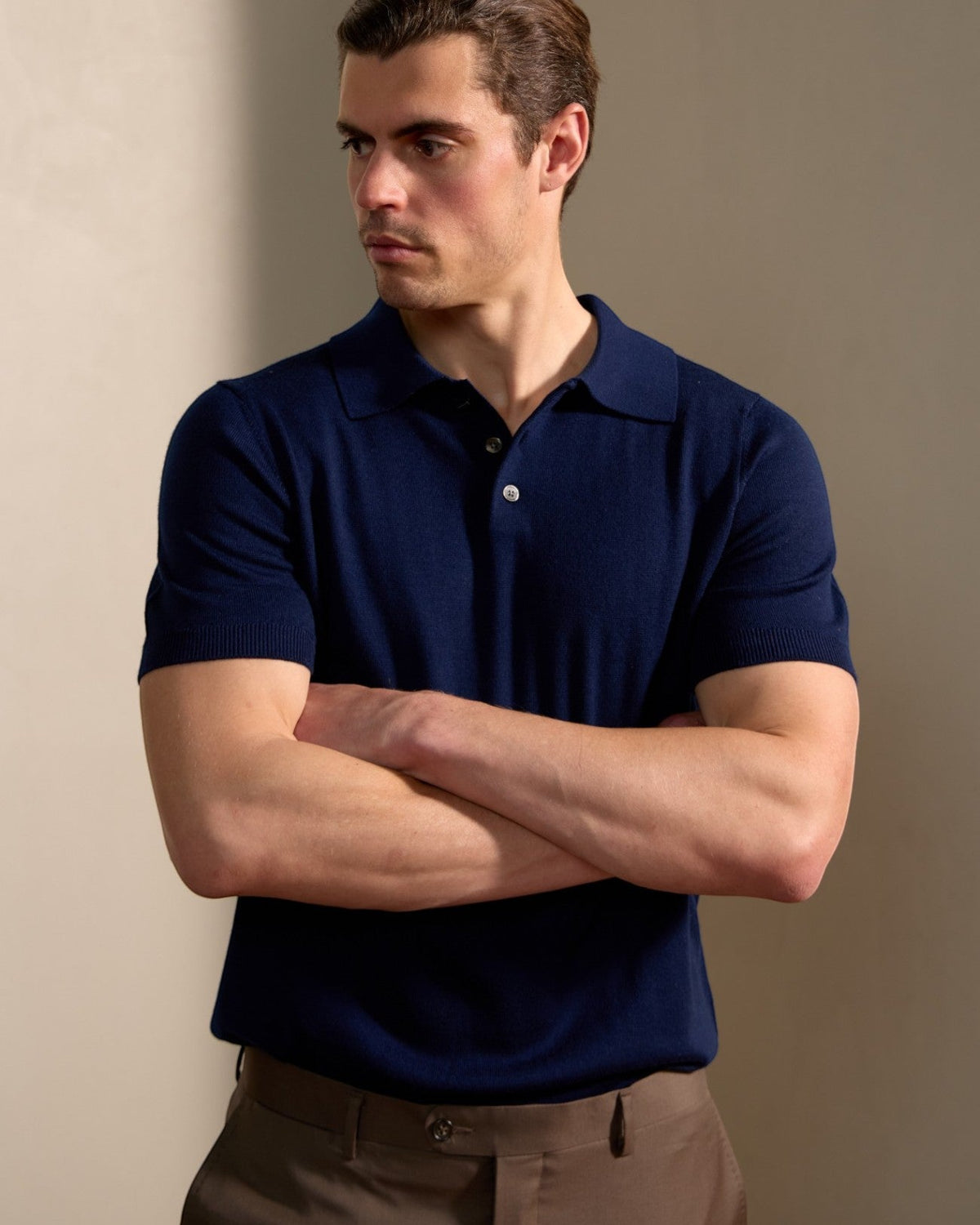 MCKINNON Merino Wool Short Sleeve Polo NAVY - Henry Bucks
