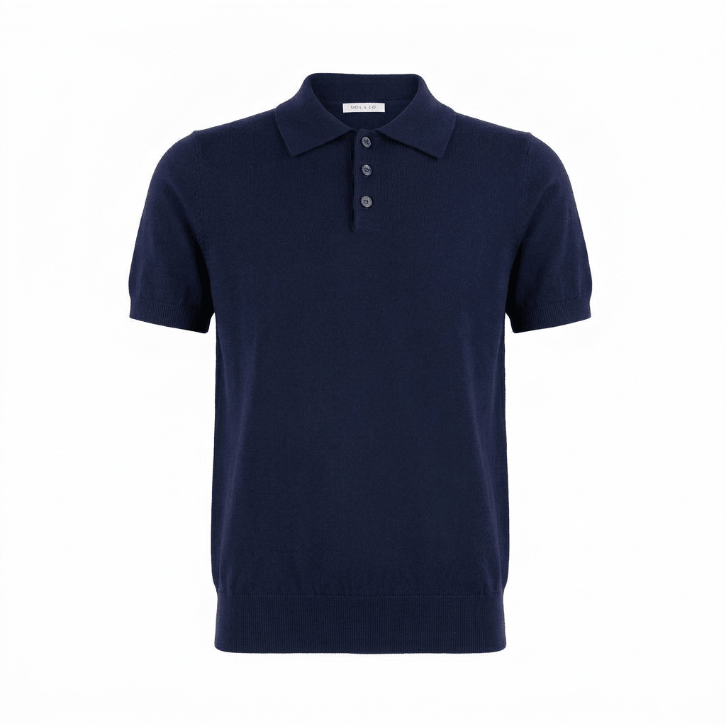 MCKINNON Merino Wool Short Sleeve Polo NAVY - Henry Bucks