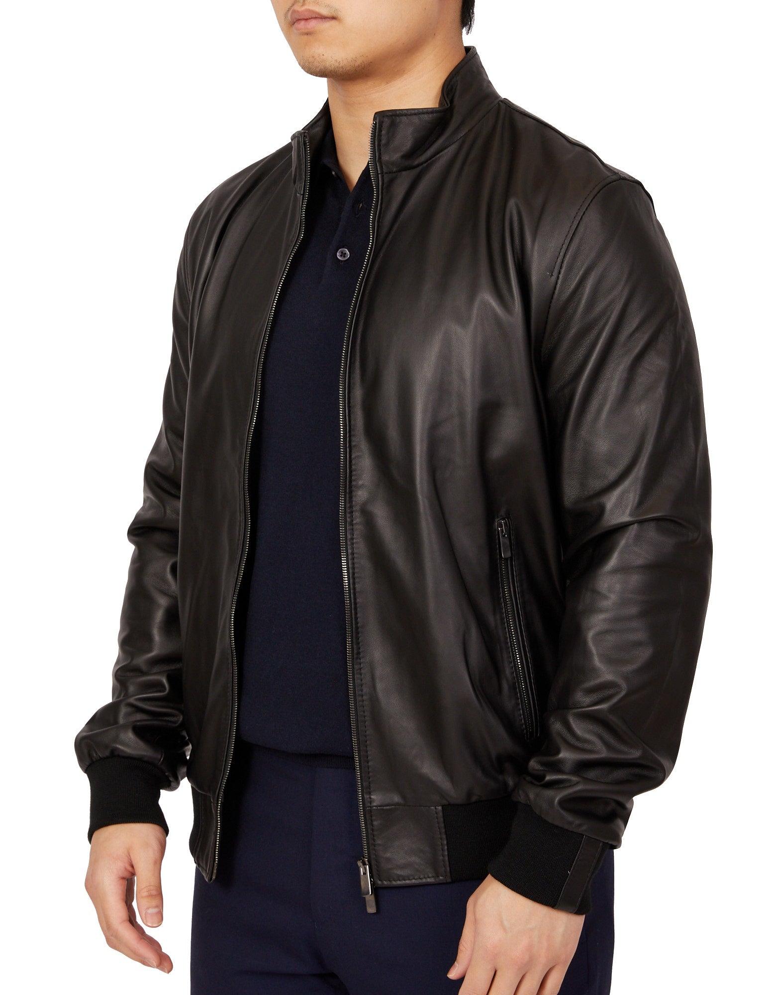 MCKINNON Nappa Lamb Leather Zip Bomber Jacket BLACK - Henry BucksCasual Jackets38AW220054 - BLCK - 50