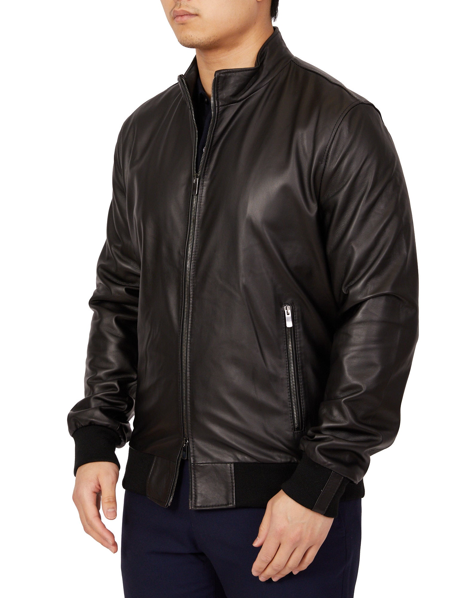 MCKINNON Nappa Lamb Leather Zip Bomber Jacket BLACK - Henry BucksCasual Jackets38AW220054 - BLCK - 50