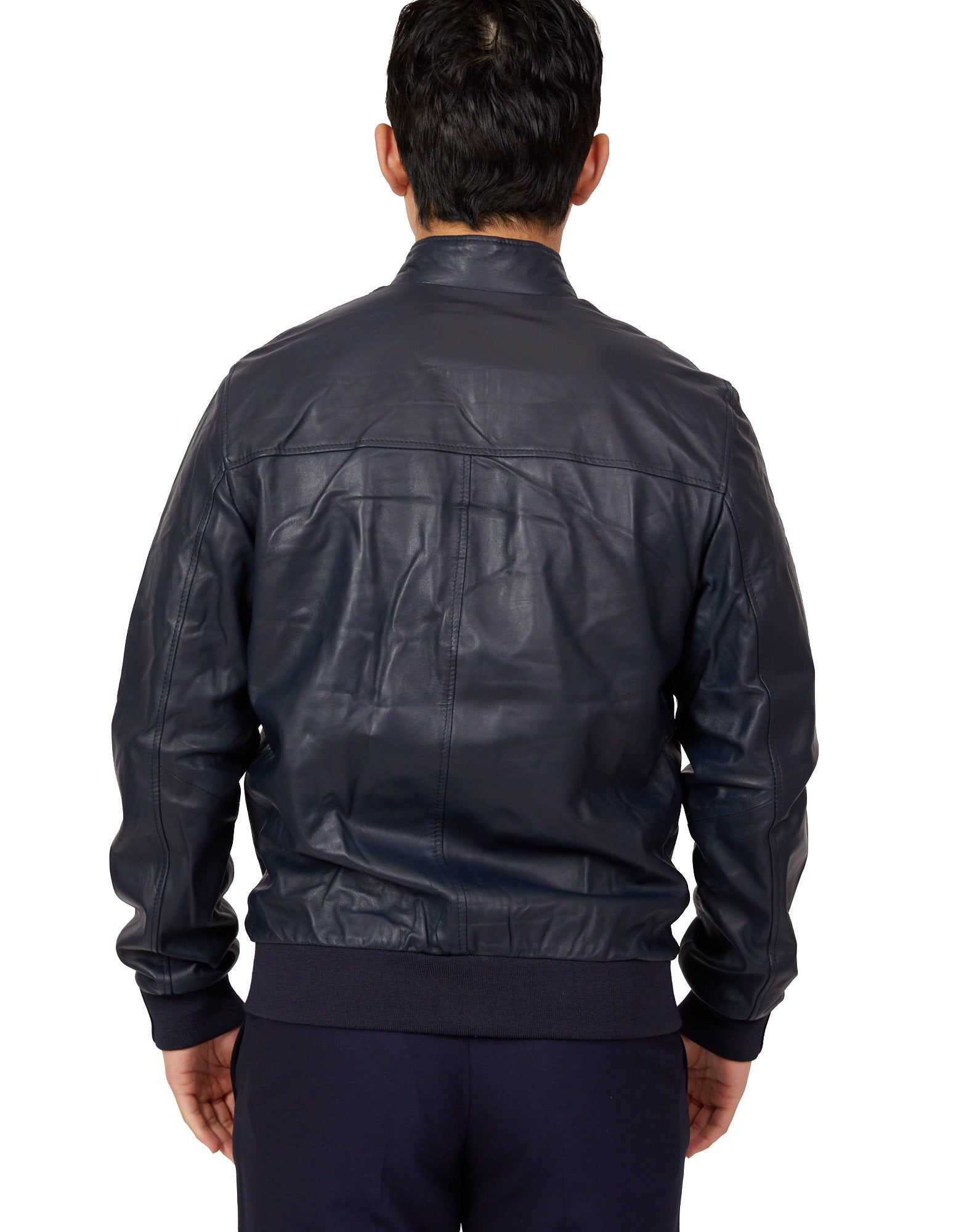 MCKINNON Nappa Lamb Leather Zip Bomber Jacket NAVY - Henry BucksCasual Jackets38AW220054 - NAVY - 50