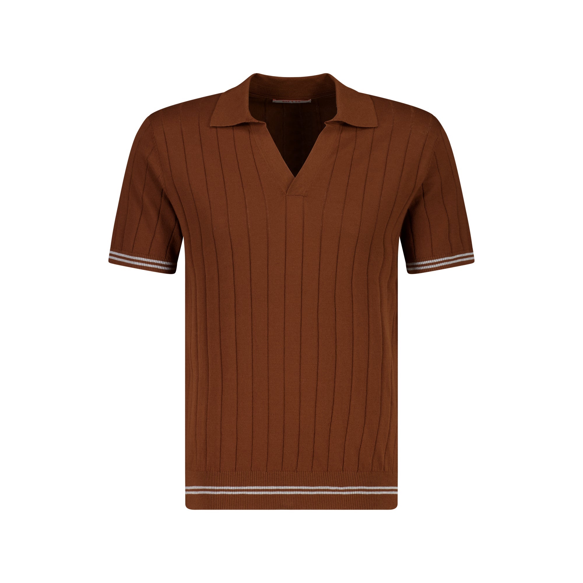 MCKINNON Skipper Neck Short Sleeve Shirt BROWN GREY - Henry BucksPolo61SS230012 - BRGR - M