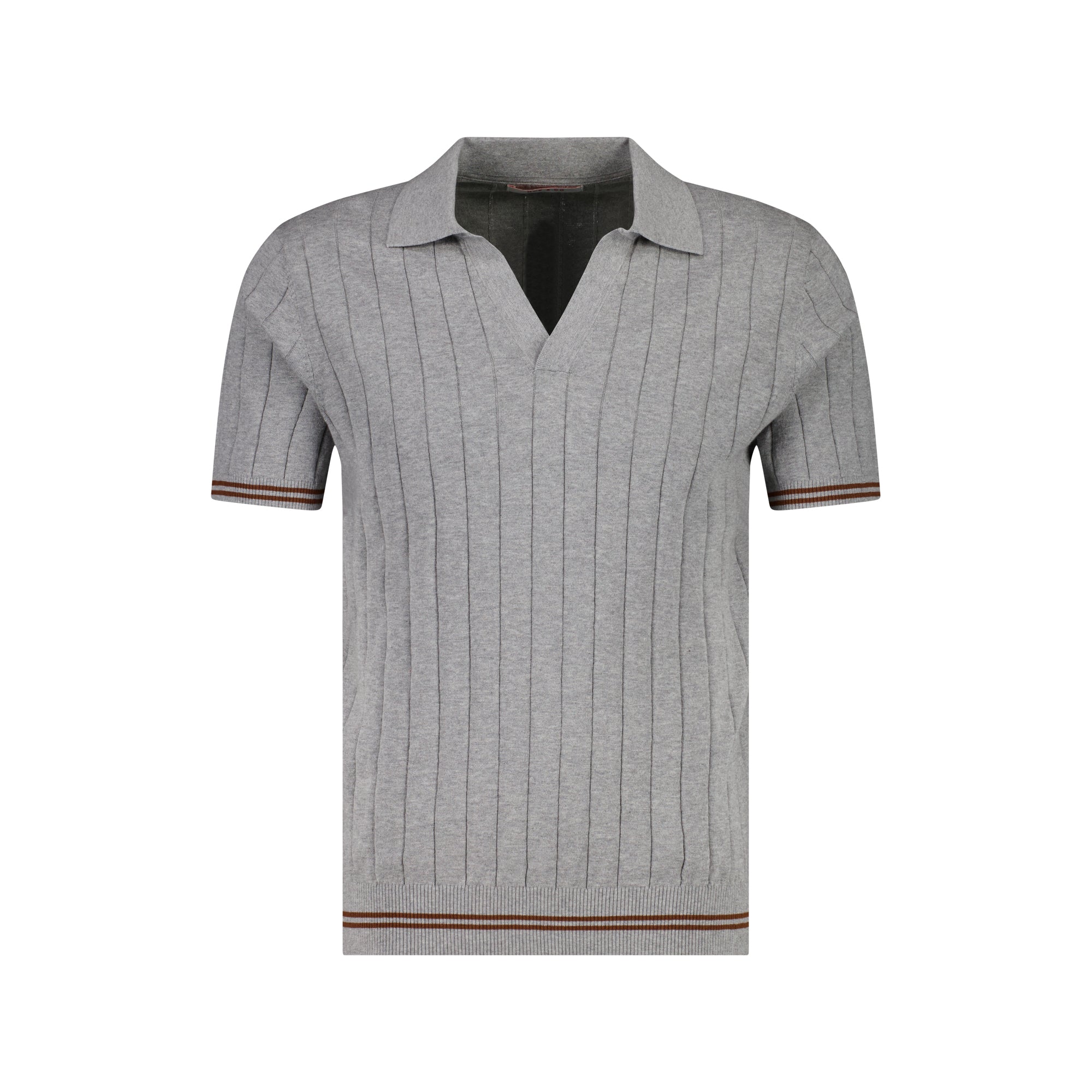 MCKINNON Skipper Neck Short Sleeve Shirt GREY/BROWN - Henry BucksPolo61SS230012 - GREYBRWN - M