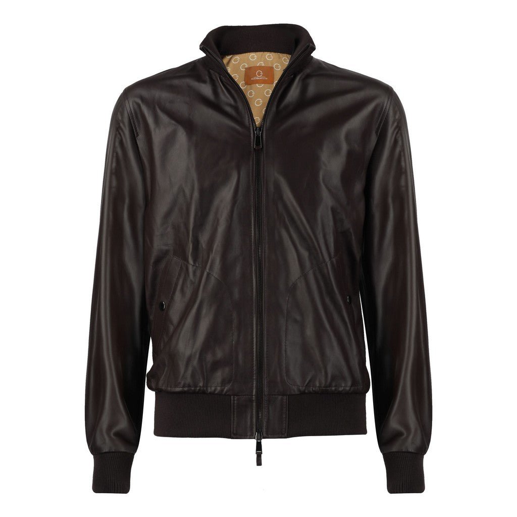 MCKINNON Stefano Accorsi Leather Bomber Jacket DARK BROWN REG - Henry Bucks