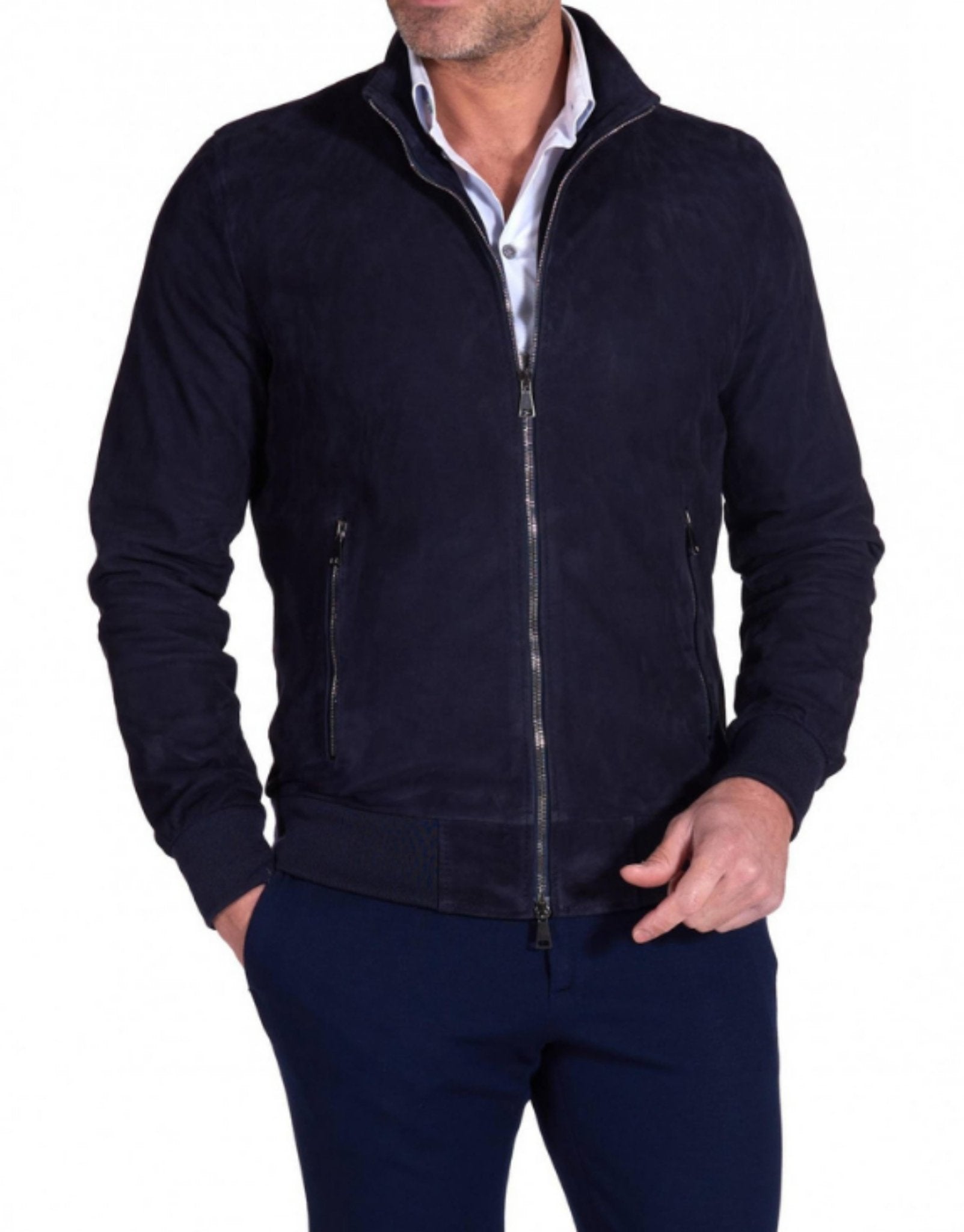 MCKINNON SUEDE LAMB LEATHER JACKET NAVY - Henry BucksCasual Jackets38SS210001 - NAVY - R - 50