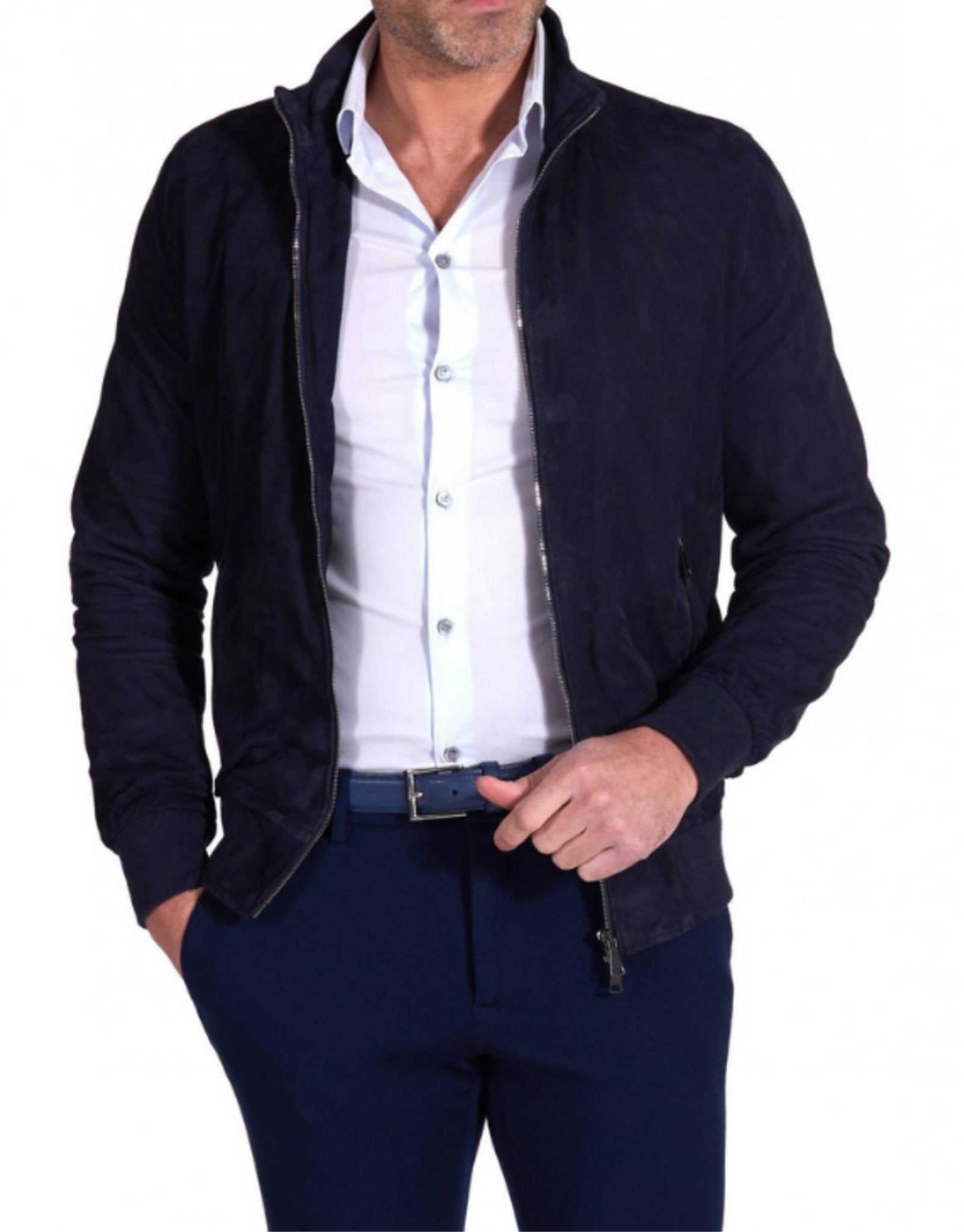 MCKINNON SUEDE LAMB LEATHER JACKET NAVY - Henry BucksCasual Jackets38SS210001 - NAVY - R - 50