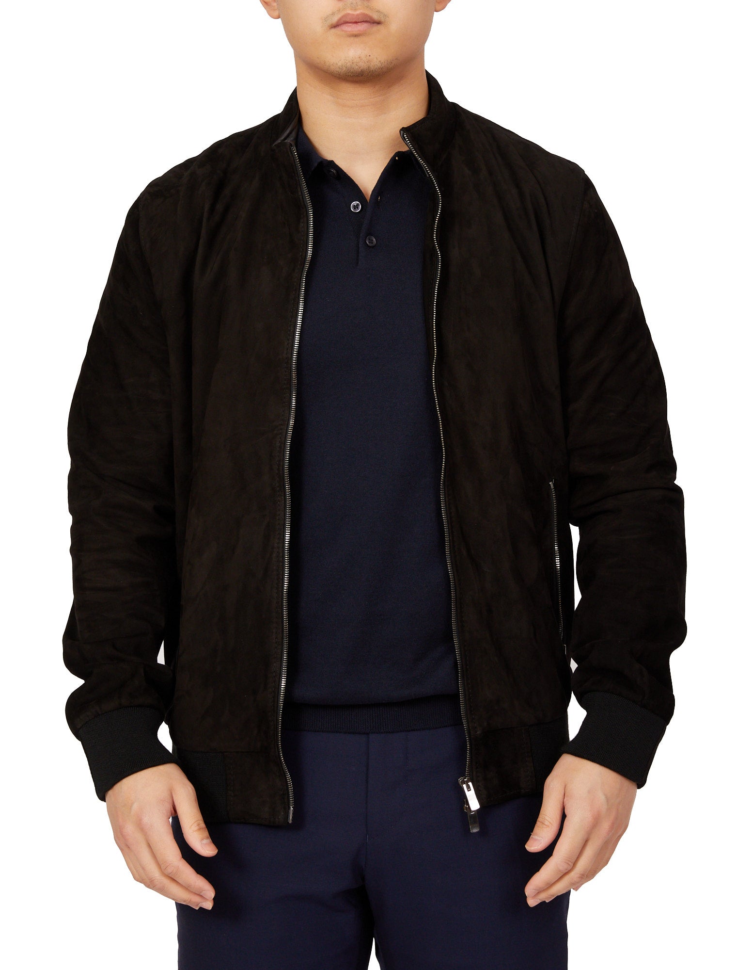 MCKINNON Suede Lamb Leather Zip Bomber Jacket BLACK - Henry BucksCasual Jackets38AW220055 - BLCK - 50