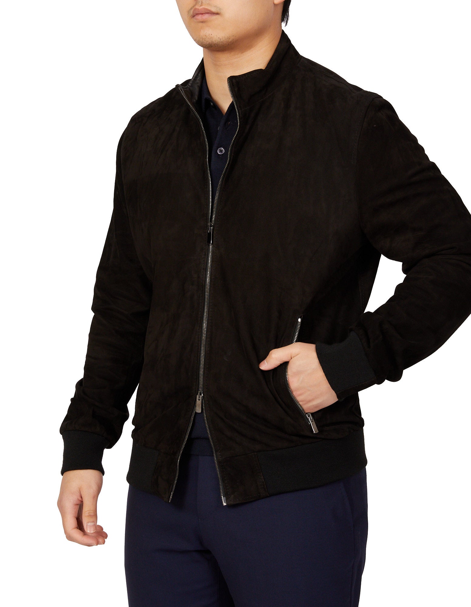 MCKINNON Suede Lamb Leather Zip Bomber Jacket BLACK - Henry BucksCasual Jackets38AW220055 - BLCK - 50