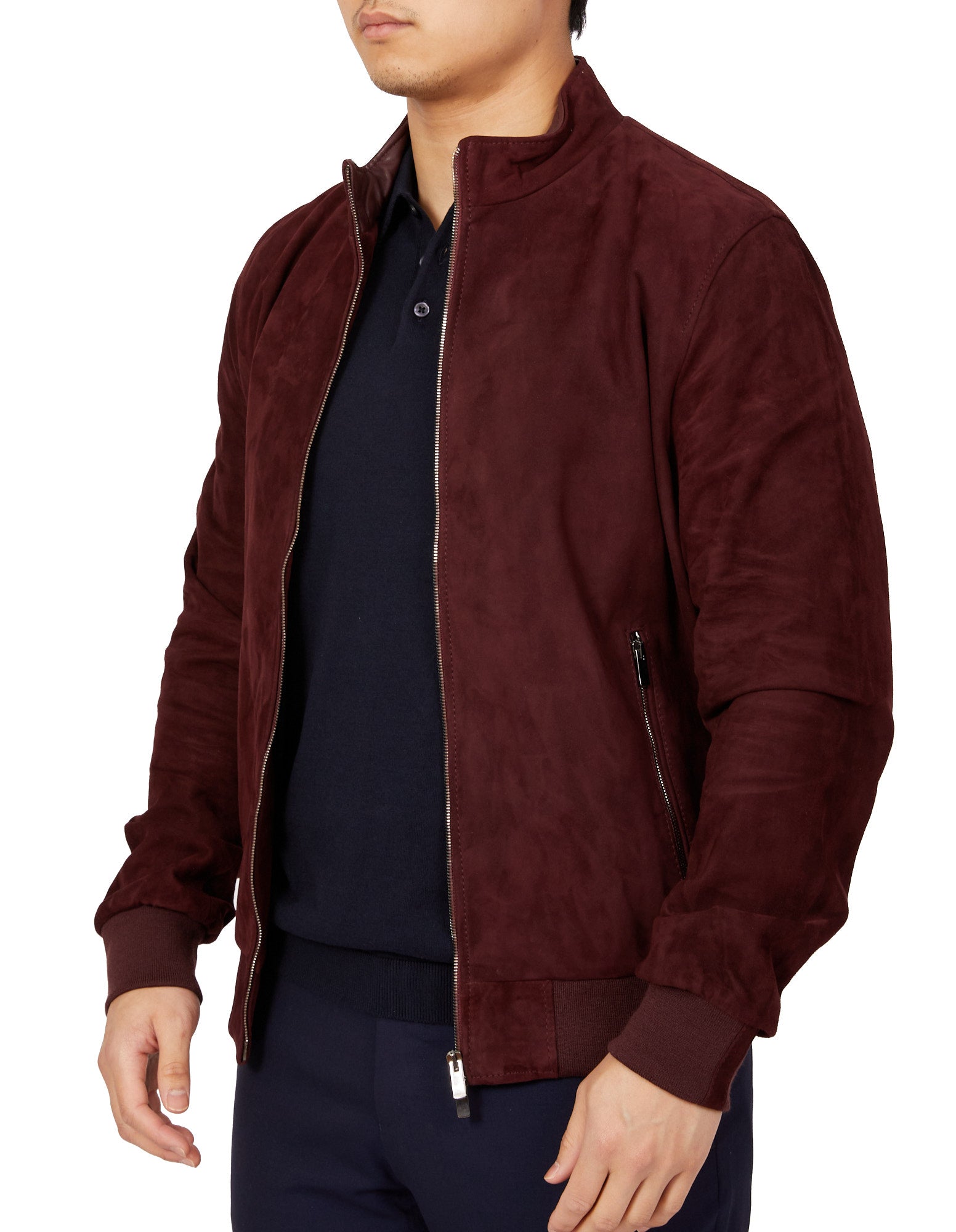 MCKINNON Suede Lamb Leather Zip Bomber Jacket BORDEAUX - Henry BucksCasual Jackets38AW220055 - BORD - 50