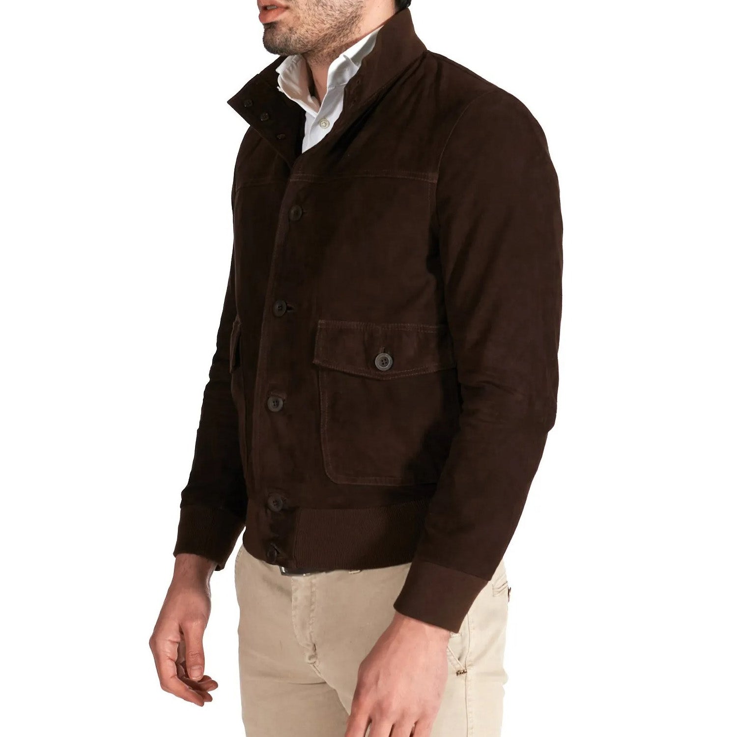 MCKINNON Suede Leather Button Bomber Jacket BROWN - Henry BucksCasual Jackets38AW220044 - BROWN - R - 50