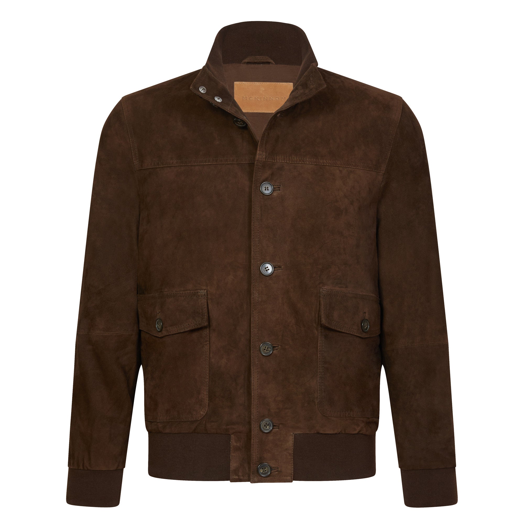 MCKINNON Suede Leather Button Bomber Jacket BROWN - Henry BucksCasual Jackets38AW220044 - BROWN - R - 50