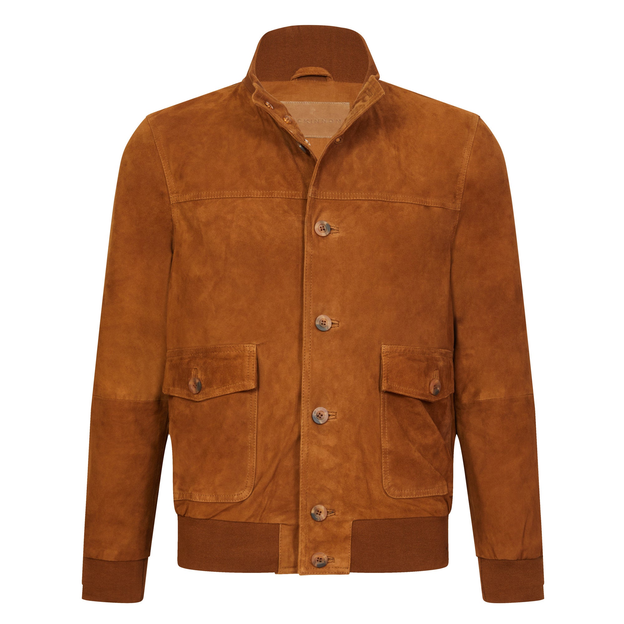 MCKINNON Suede Leather Button Bomber Jacket COGNAC - Henry BucksCasual Jackets38AW220044 - COGN - R - 50