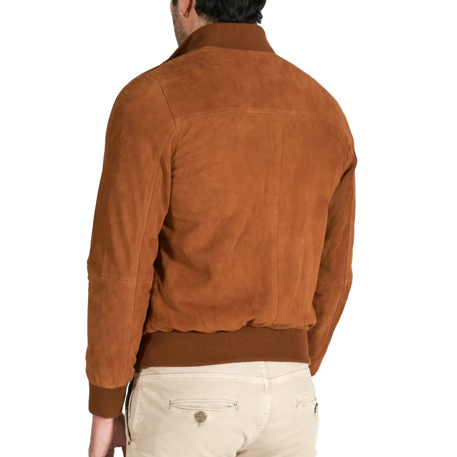 MCKINNON Suede Leather Button Bomber Jacket COGNAC - Henry BucksCasual Jackets38AW220044 - COGN - R - 50