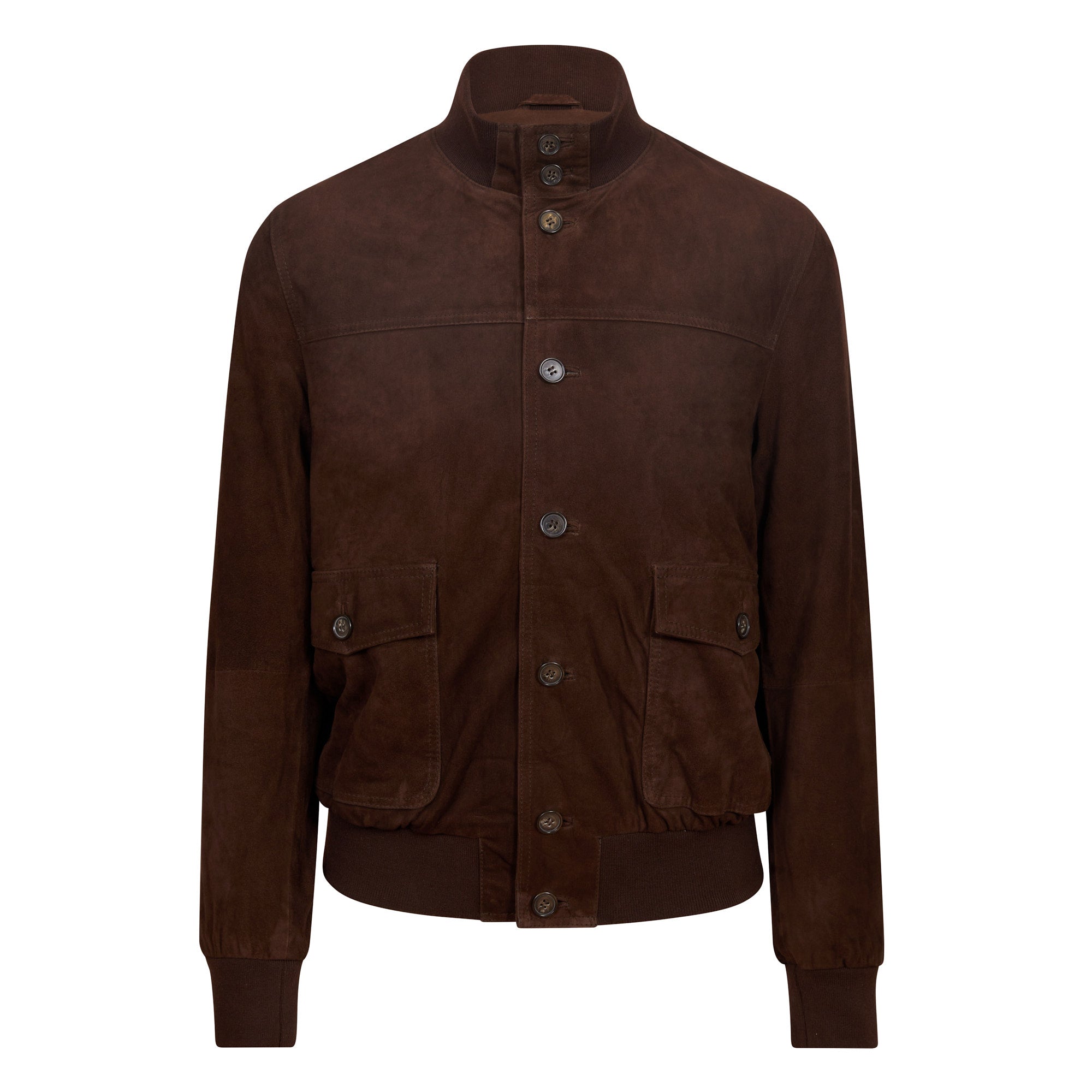 MCKINNON Suede Leather Button Bomber Jacket DARK BROWN - Henry BucksCasual Jackets38AW220056 - BRDK - 50