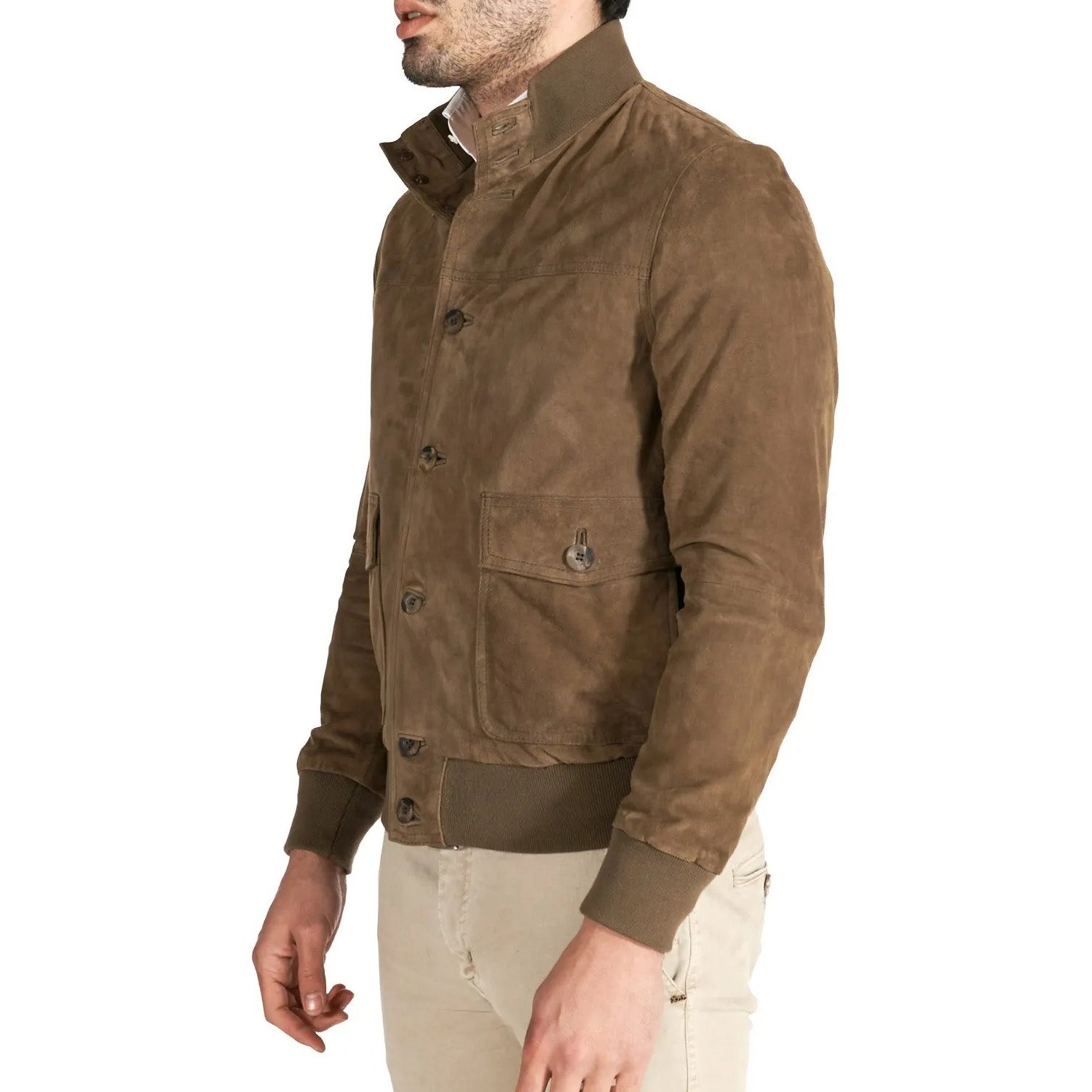 MCKINNON Suede Leather Button Bomber Jacket TAUPE - Henry BucksCasual Jackets38AW220044 - TAUPEFAWN - R - 50