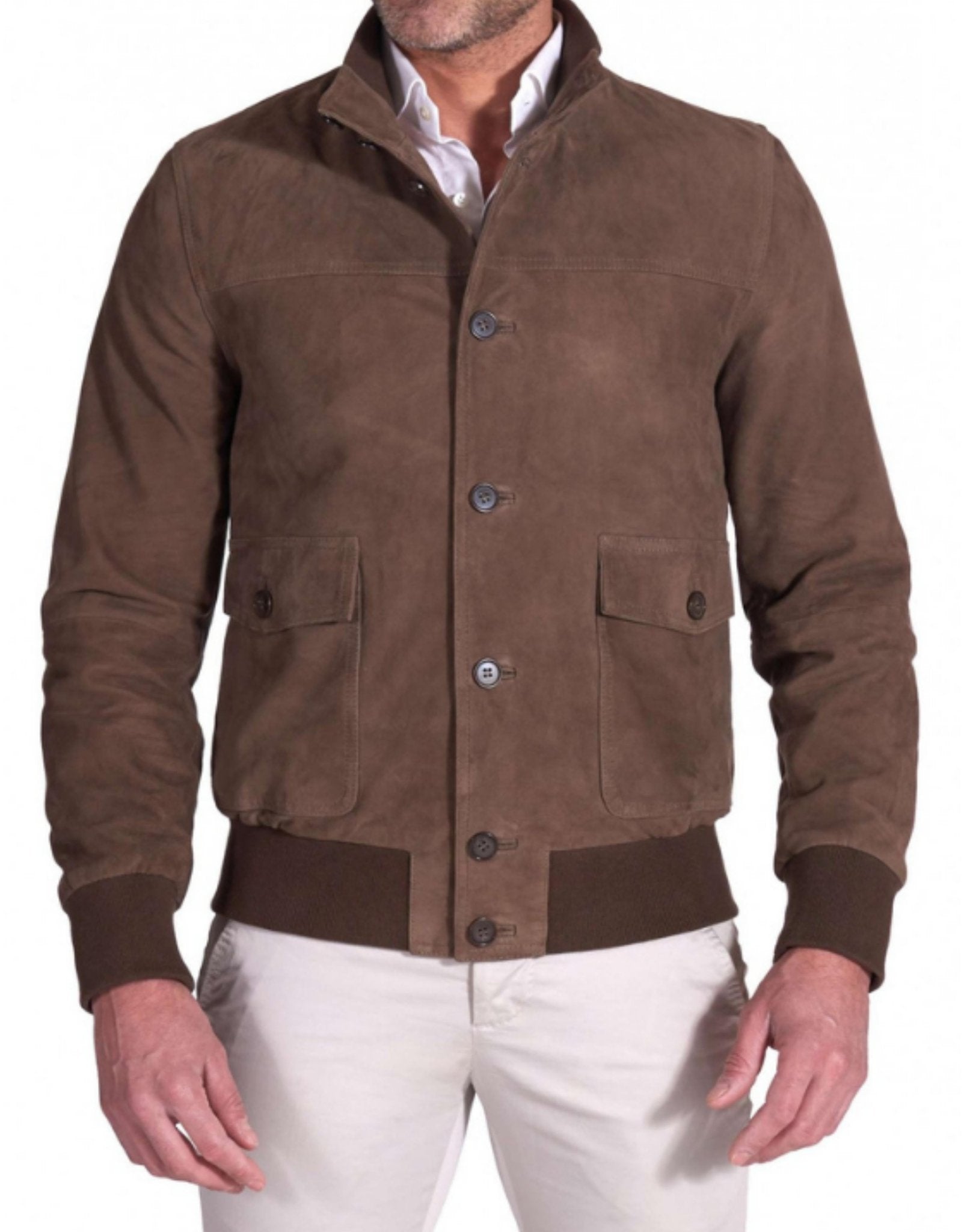MCKINNON SUEDE LEATHER BUTTONED JACKET TAUPE - Henry BucksCasual Jackets38SS210003 - TAUP - R - 48