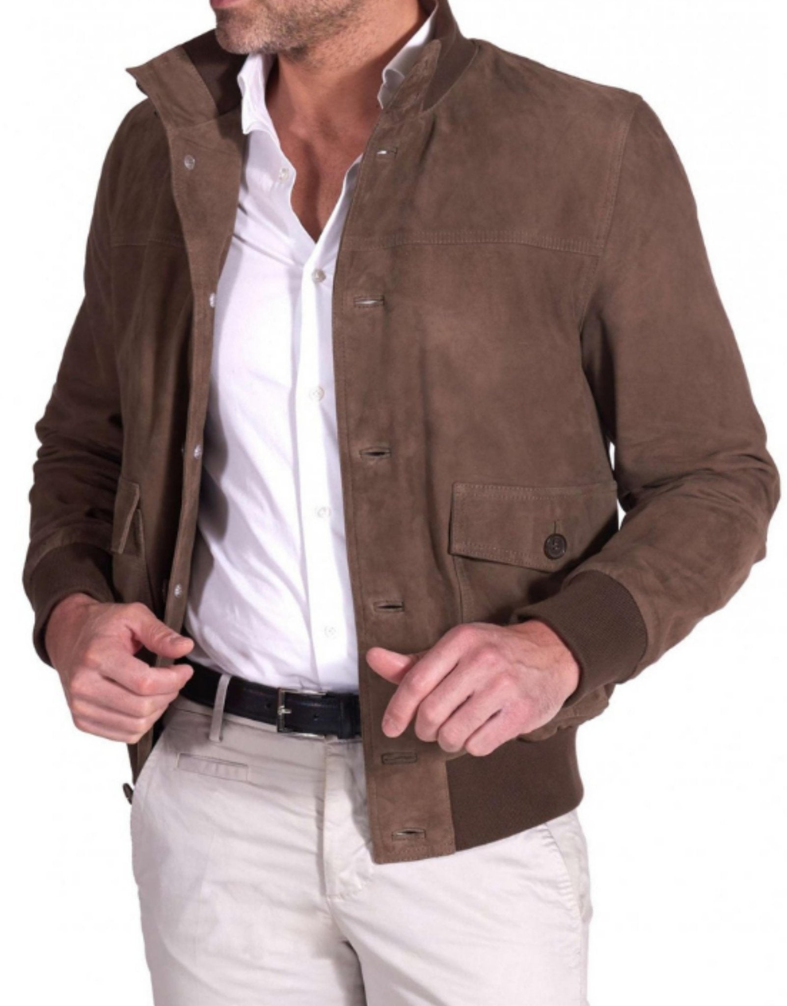 MCKINNON SUEDE LEATHER BUTTONED JACKET TAUPE - Henry BucksCasual Jackets38SS210003 - TAUP - R - 48