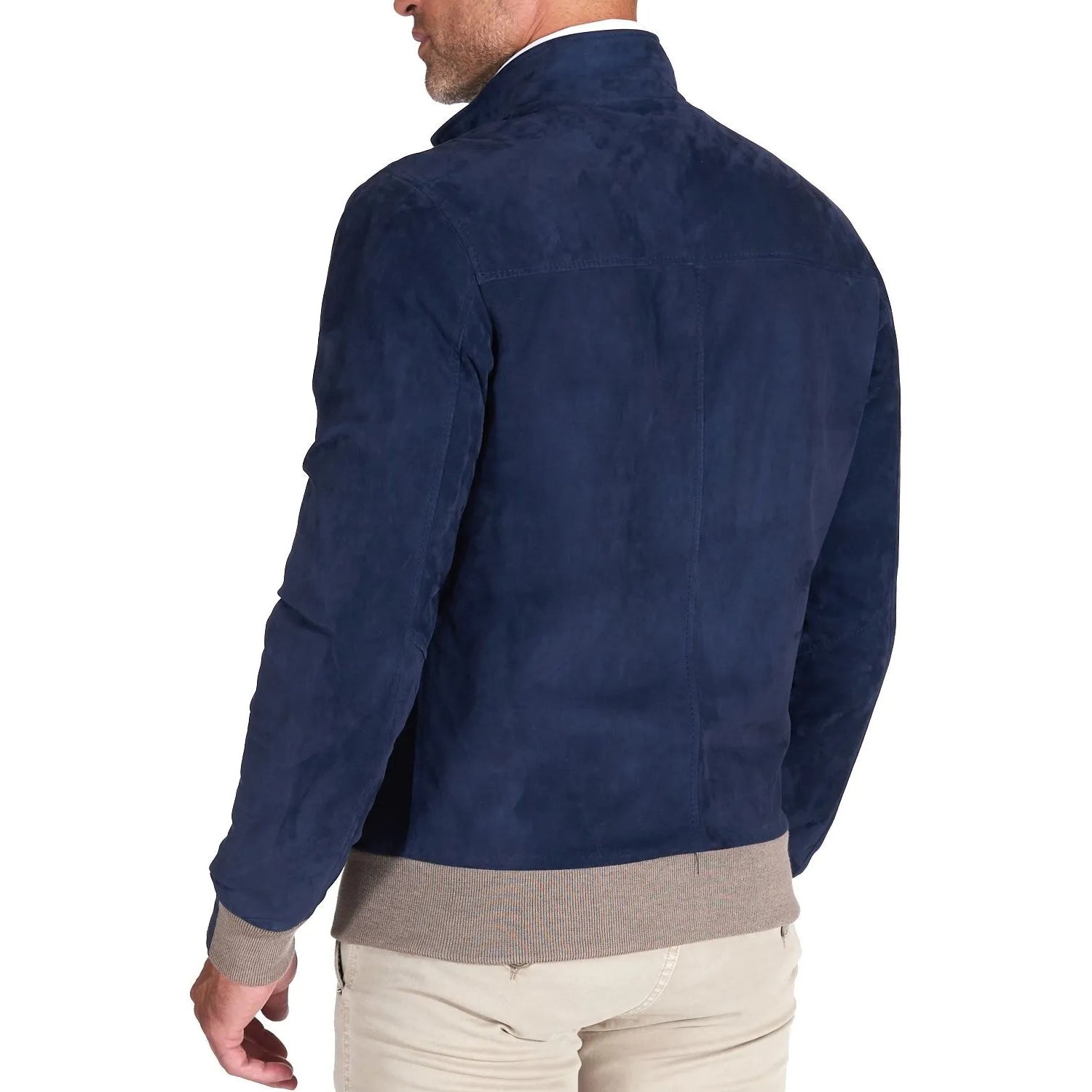 MCKINNON Suede Leather Zip Bomber Jacket BLUE REG - Henry BucksCasual Jackets38AW220045 - BLUE - R - 50