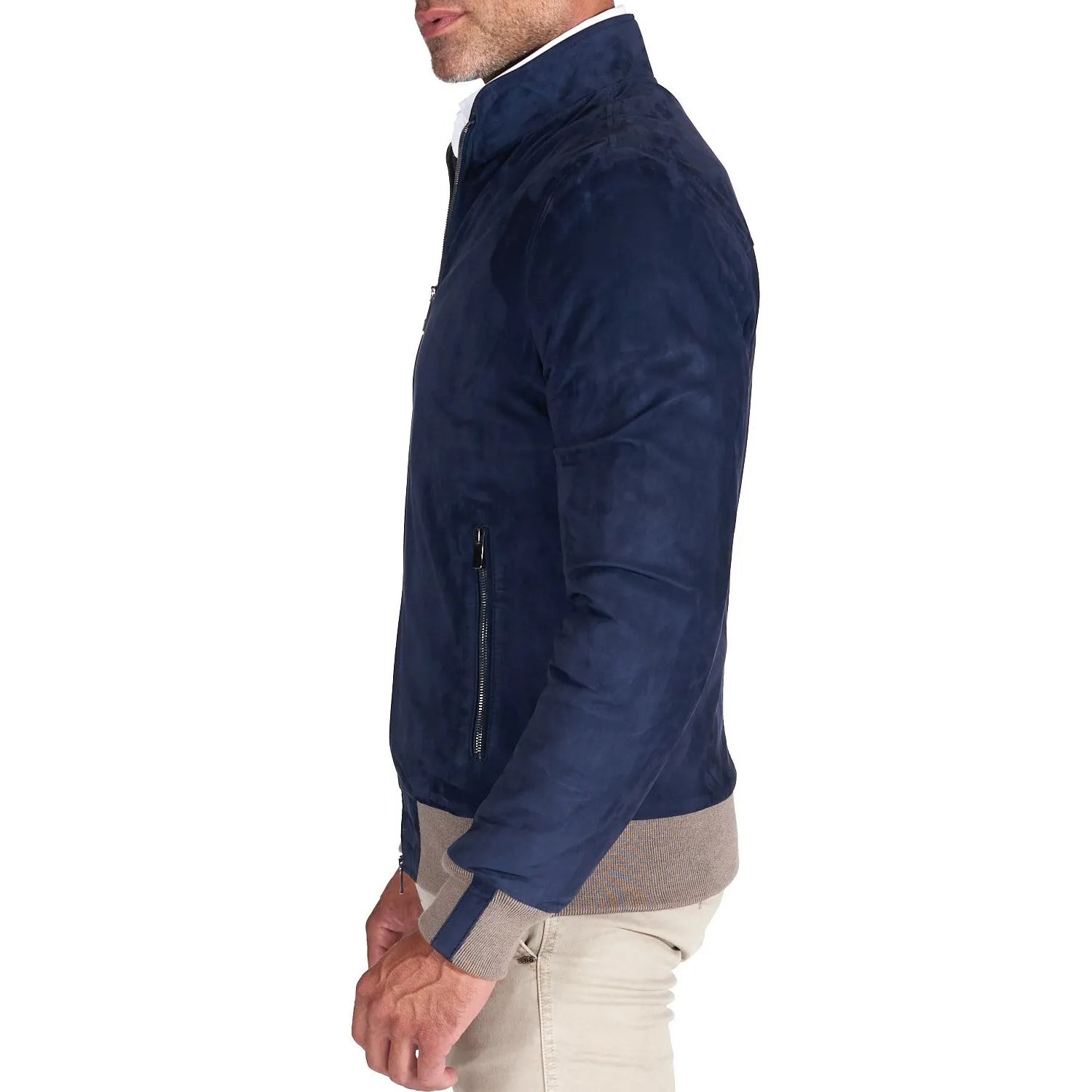 MCKINNON Suede Leather Zip Bomber Jacket BLUE REG - Henry BucksCasual Jackets38AW220045 - BLUE - R - 50