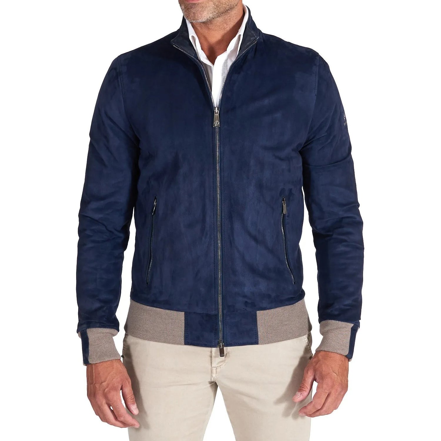 MCKINNON Suede Leather Zip Bomber Jacket BLUE REG - Henry BucksCasual Jackets38AW220045 - BLUE - R - 50