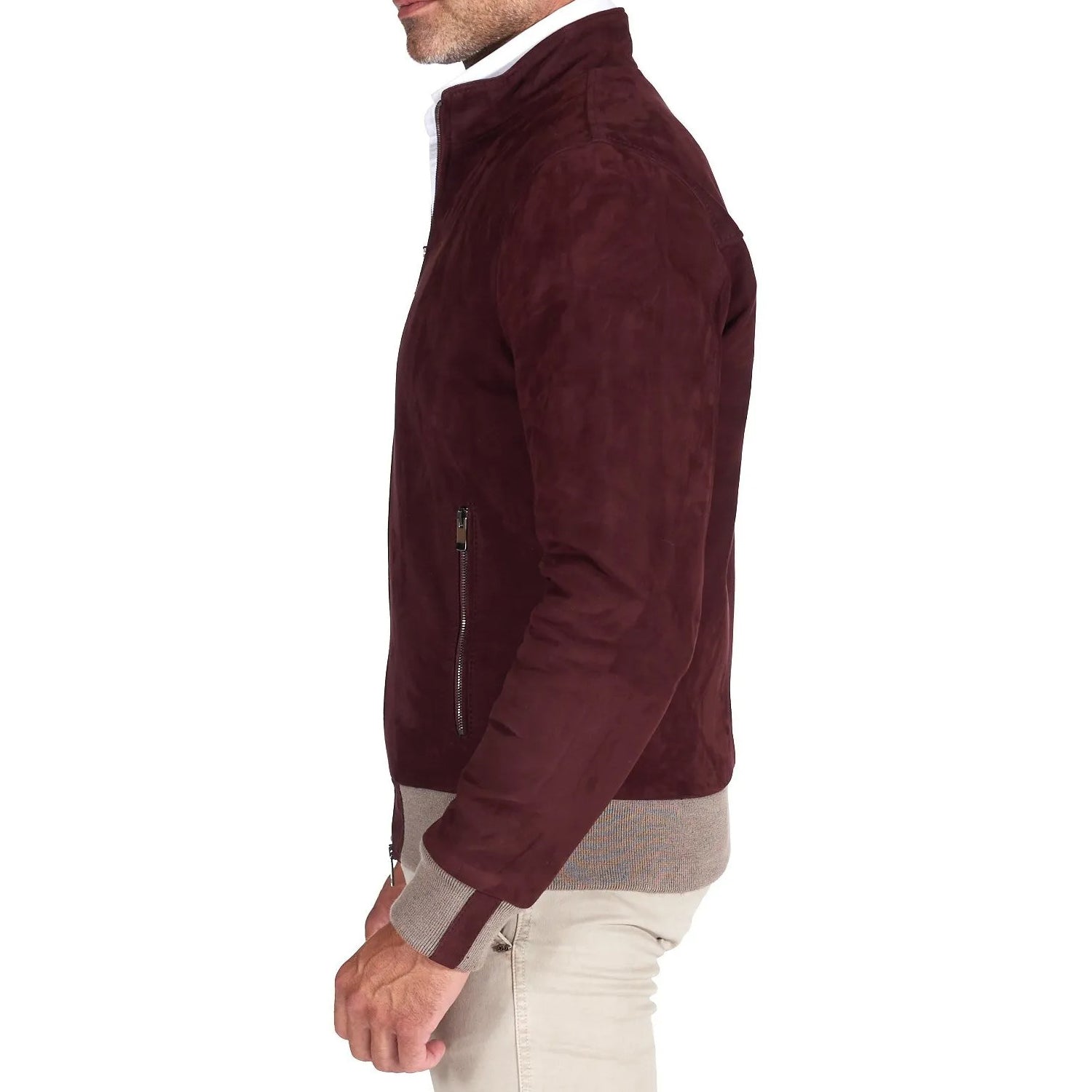 MCKINNON Suede Leather Zip Bomber Jacket BORDEAUX REG - Henry BucksCasual Jackets38AW220045 - BORD - R - 50