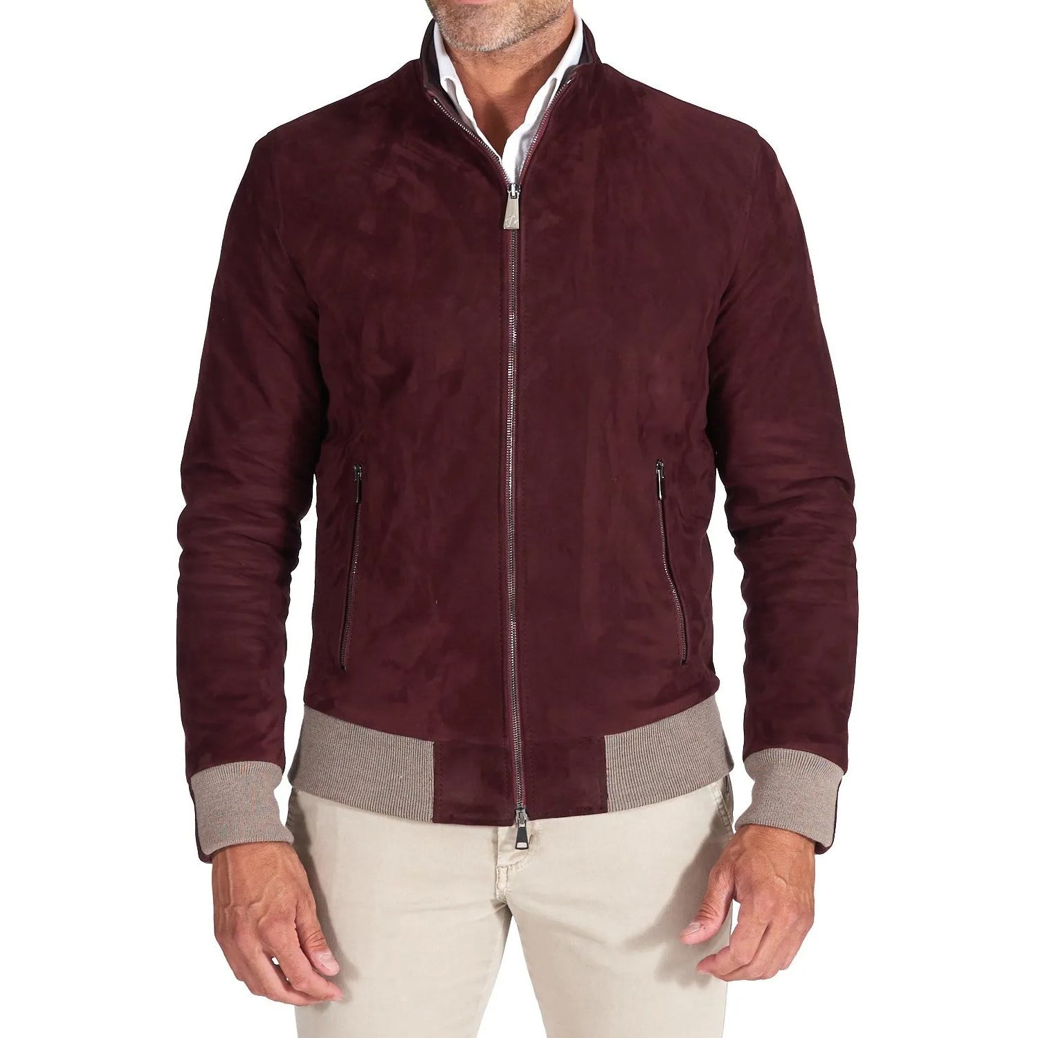 MCKINNON Suede Leather Zip Bomber Jacket BORDEAUX REG - Henry BucksCasual Jackets38AW220045 - BORD - R - 50