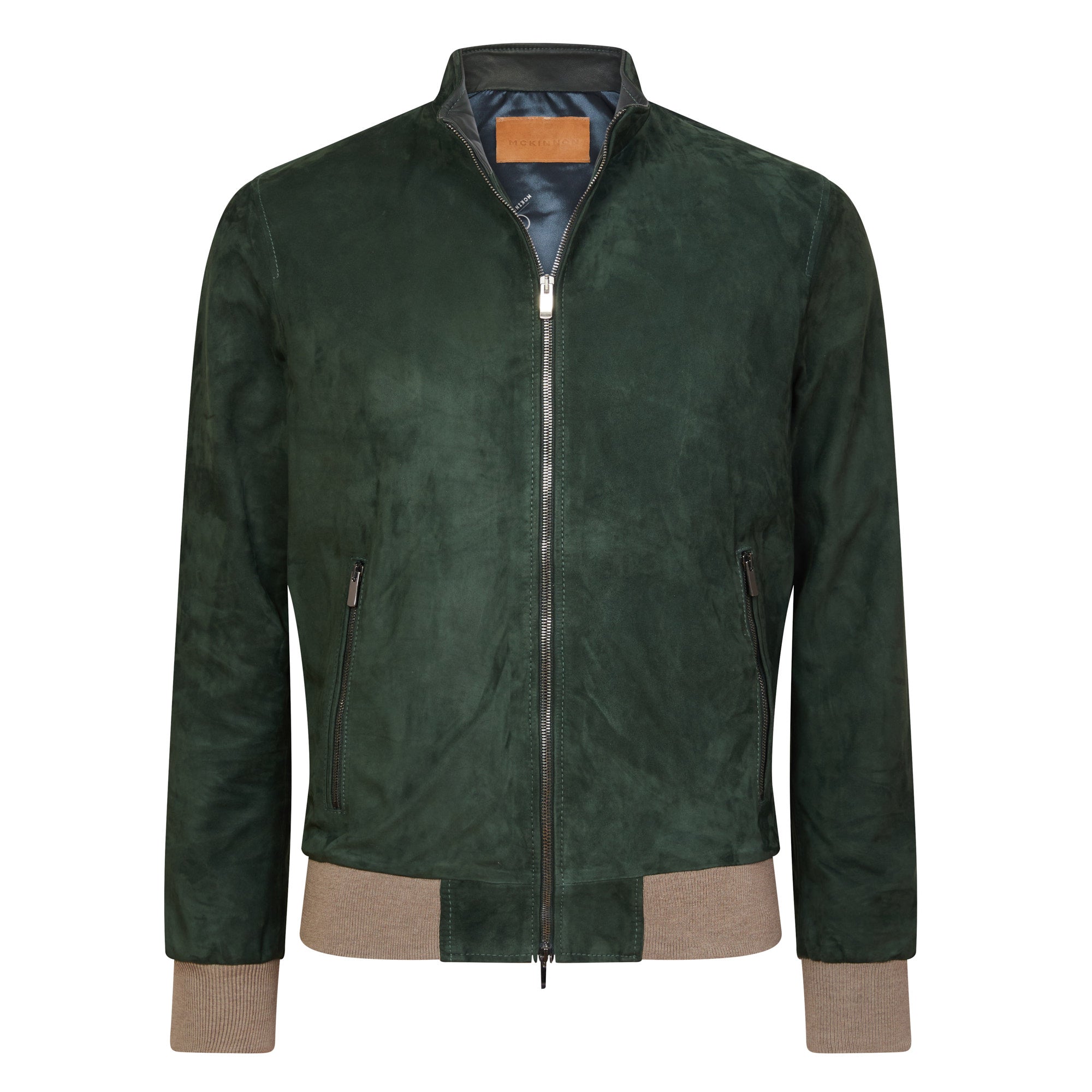 MCKINNON Suede Leather Zip Bomber Jacket GREEN REG - Henry BucksCasual Jackets38AW220045 - GREENS - R - 50