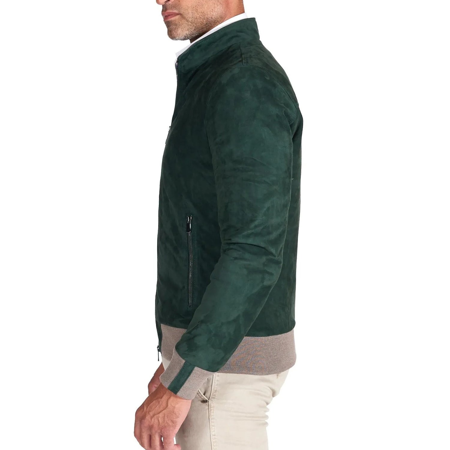 MCKINNON Suede Leather Zip Bomber Jacket GREEN REG - Henry BucksCasual Jackets38AW220045 - GREENS - R - 50