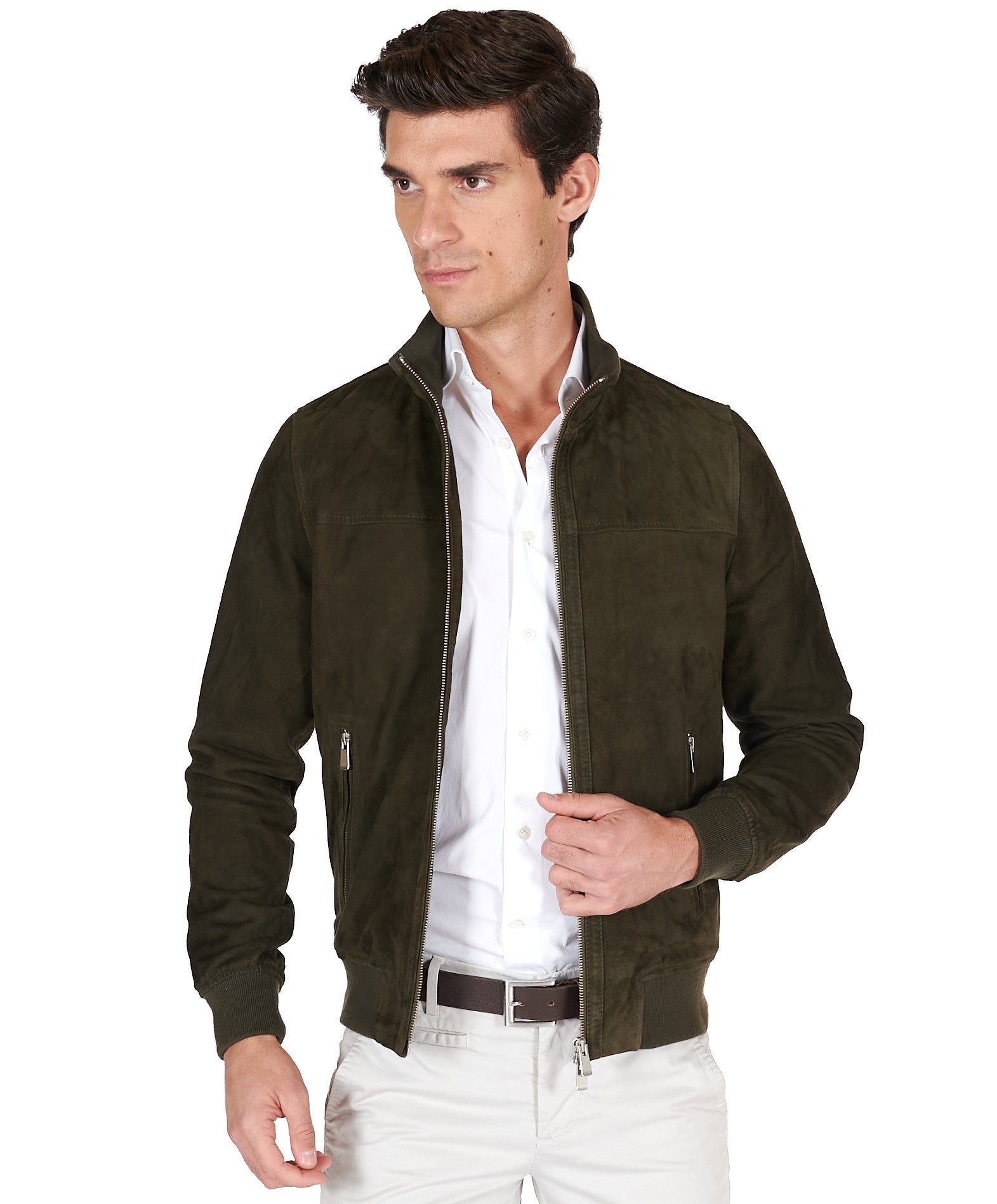 MCKINNON Suede Two - Way Zip Jacket OLIVE - Henry BucksCasual Jackets64SS230008 - OLIVE - 50