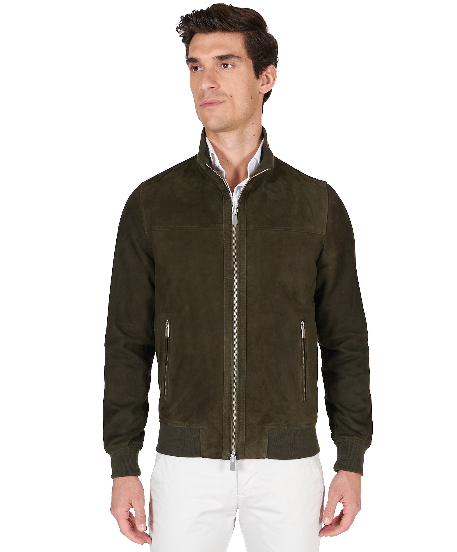 MCKINNON Suede Two - Way Zip Jacket OLIVE - Henry BucksCasual Jackets64SS230008 - OLIVE - 50
