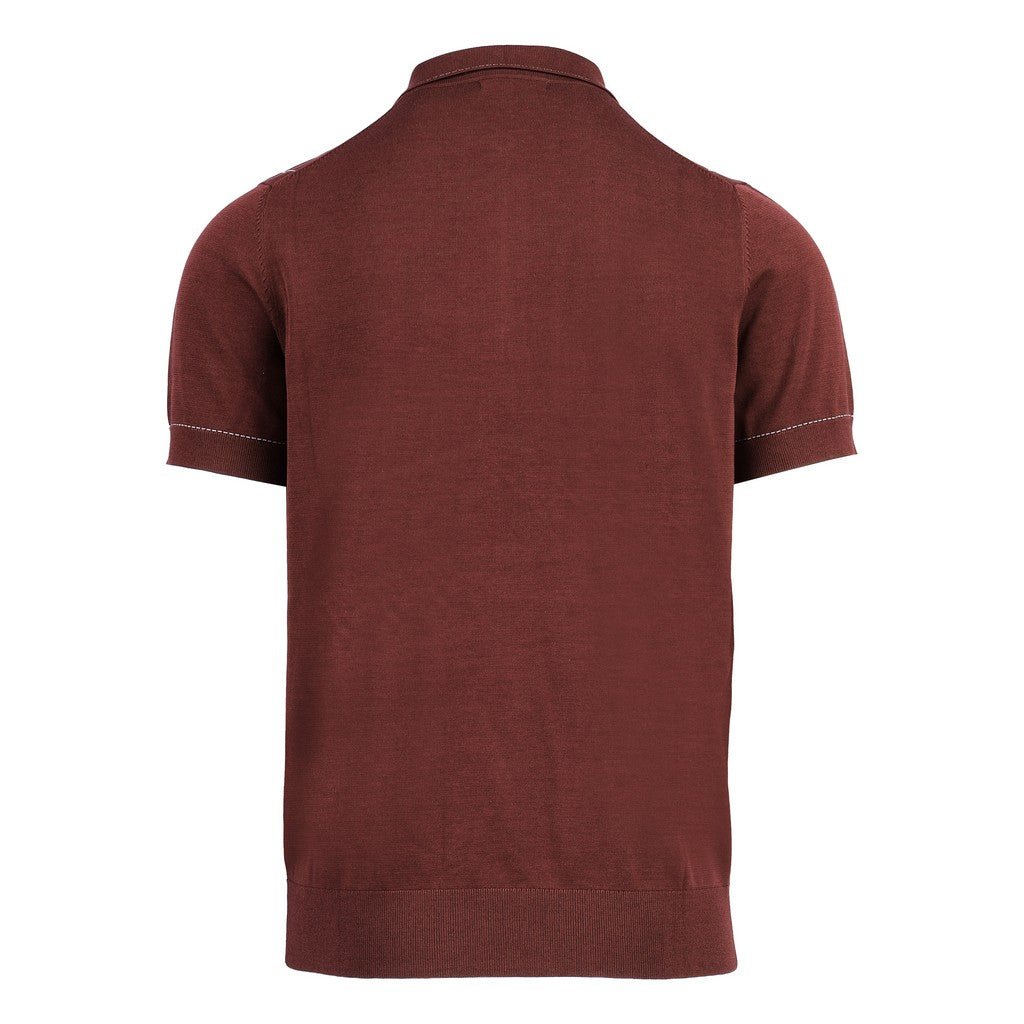 MCKINNON Textured Button Front Knit Polo CHOCOLATE - Henry Bucks