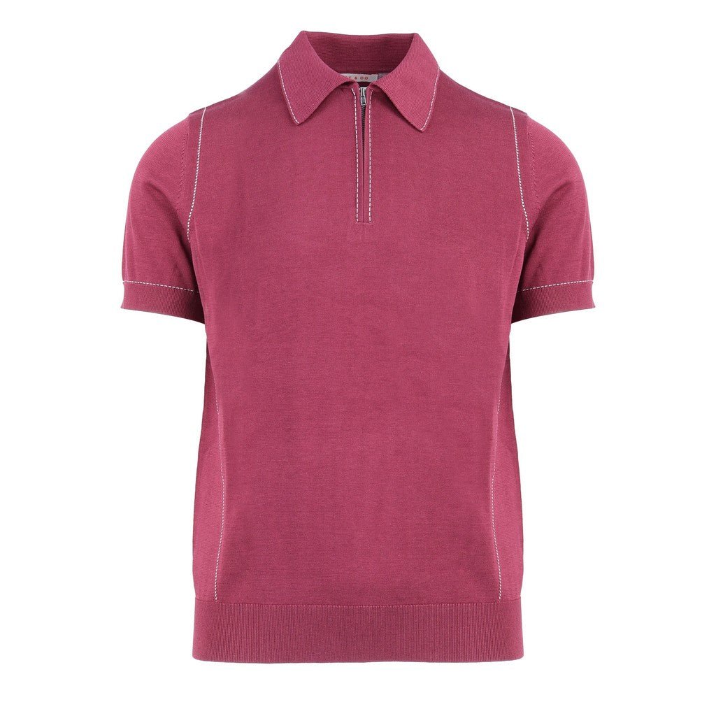 MCKINNON Textured Button Front Knit Polo MAROON - Henry Bucks