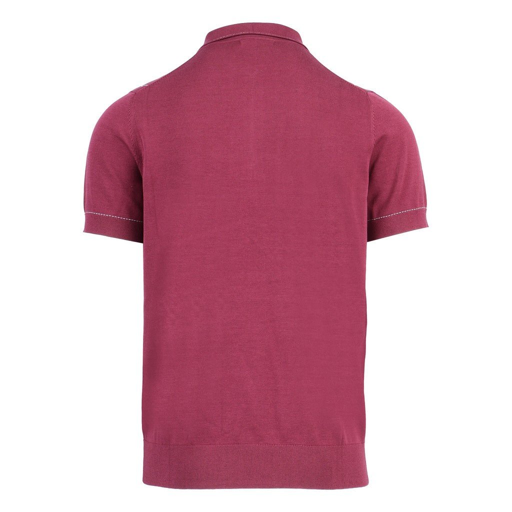 MCKINNON Textured Button Front Knit Polo MAROON - Henry Bucks