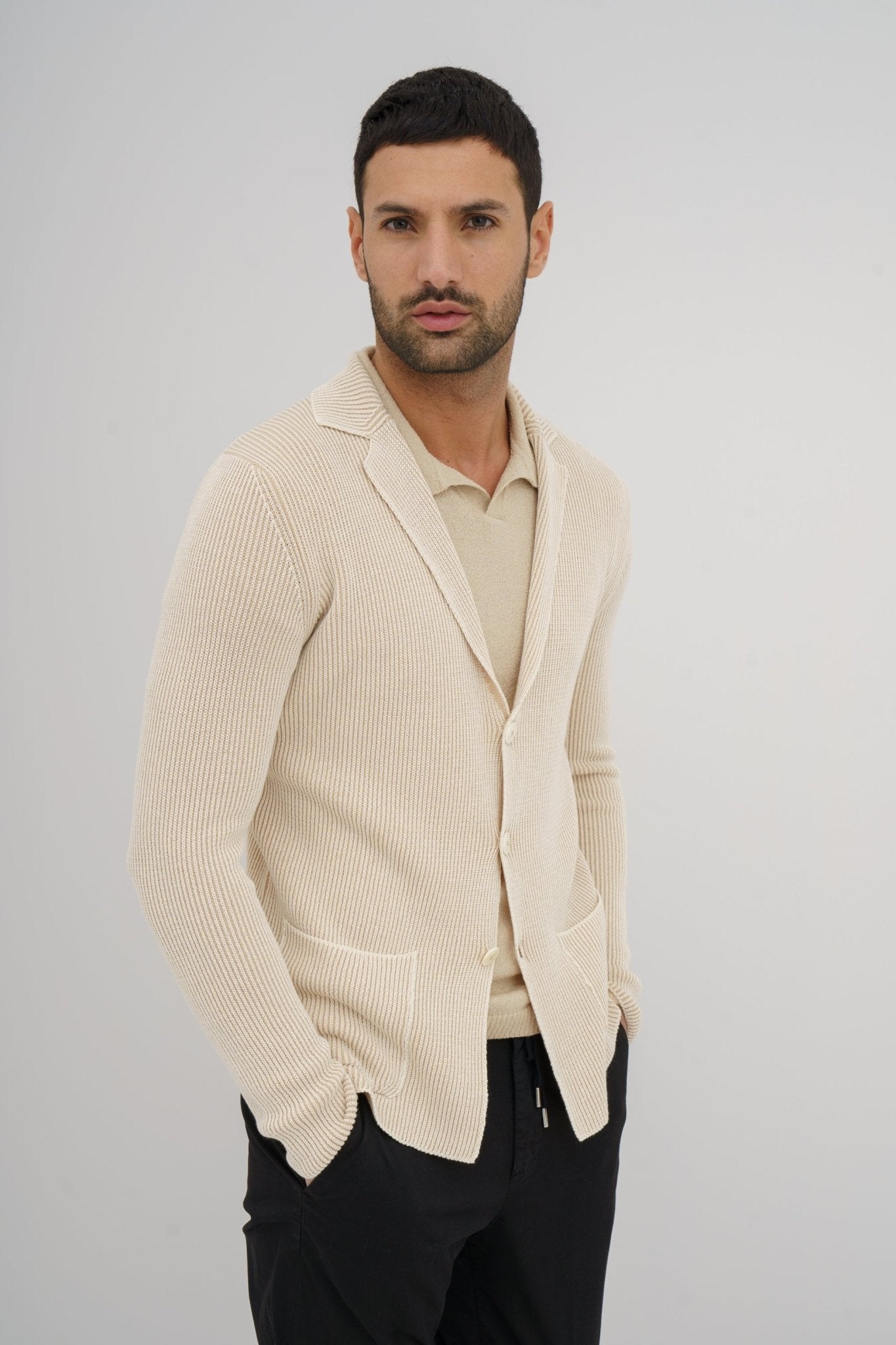 MCKINNON x FERRANTE Casual Blazer in BEIGE - Henry BucksKnitwear38SS230076 - BEIG - 50