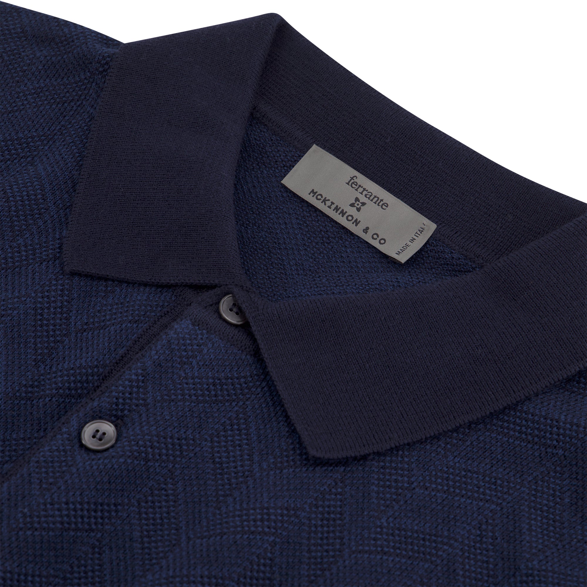 MCKINNON x FERRANTE Knitted Cotton Polo in NAVY BLUE - Henry BucksShirts38SS230089 - NVBL - 50