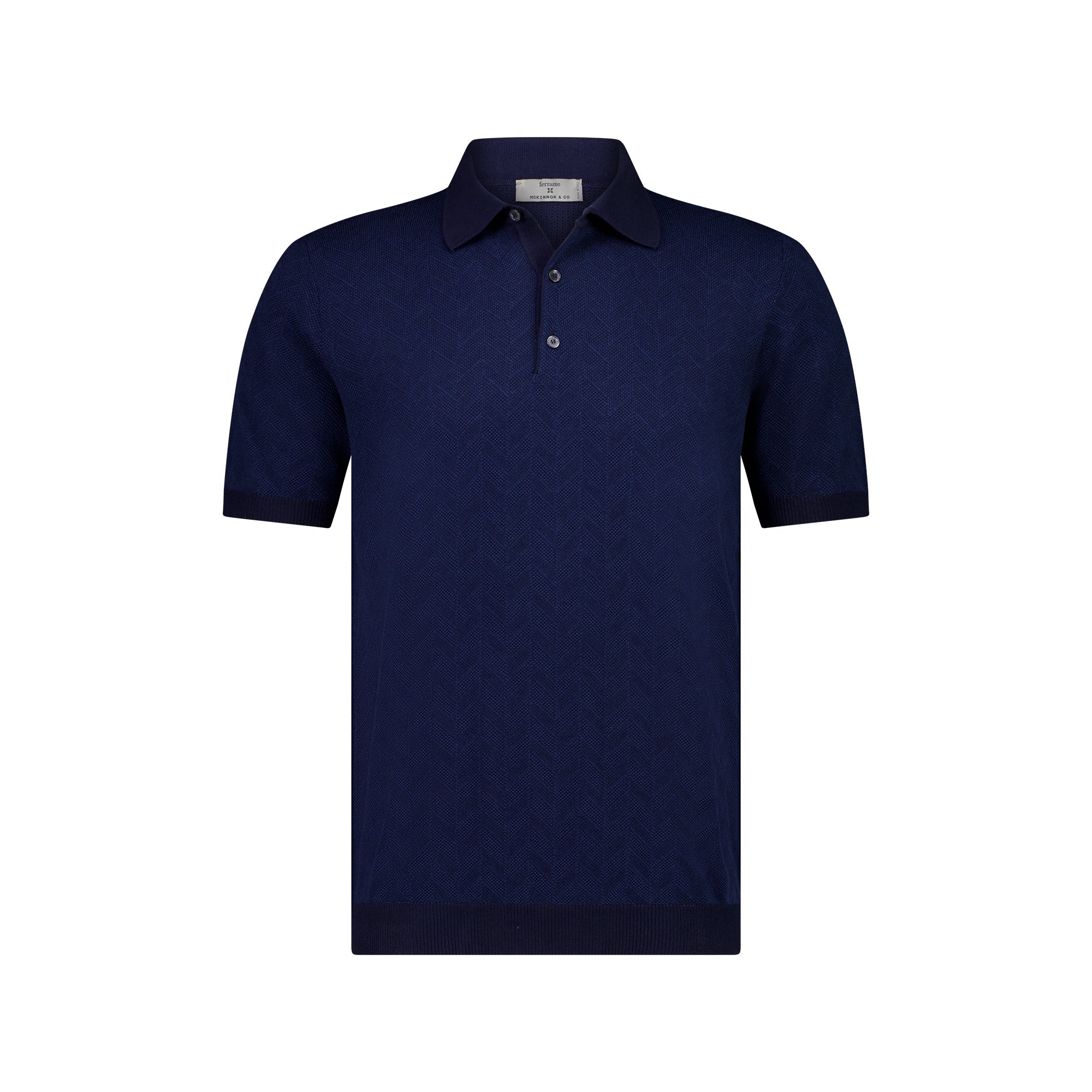 MCKINNON x FERRANTE Knitted Cotton Polo in NAVY BLUE - Henry BucksShirts38SS230089 - NVBL - 50