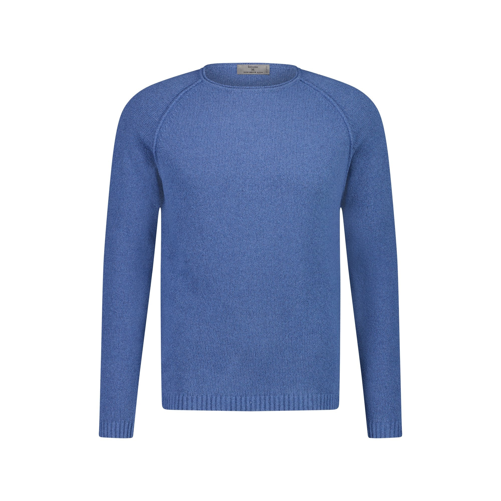MCKINNON x FERRANTE Long Sleeve Crew Neck Sweater in MID BLUE - Henry BucksKnitwear38SS230078 - MBLU - 50