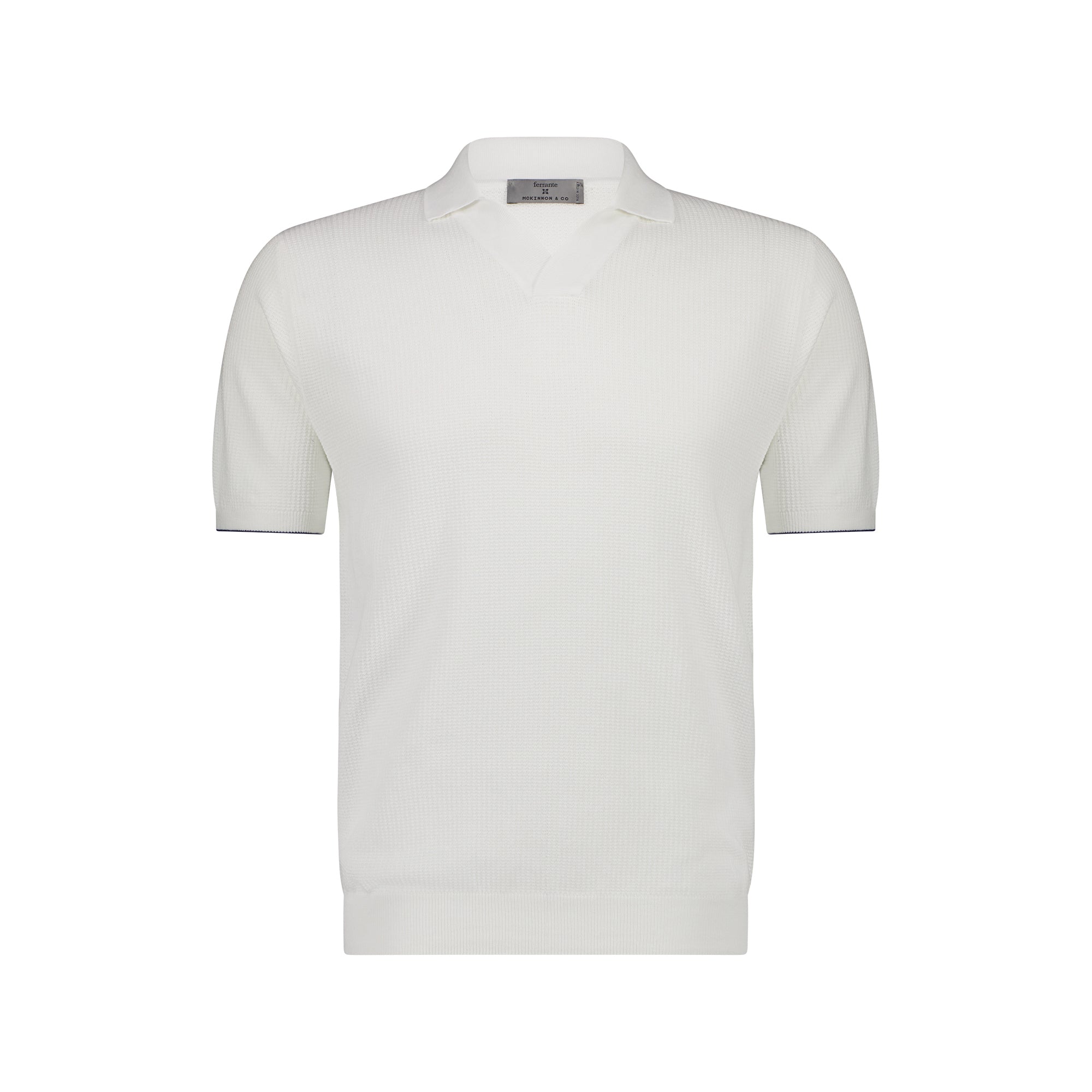 MCKINNON x FERRANTE Short Sleeve Buttonless Polo in WHITE - Henry BucksPolo38SS230093 - WHTE - 48