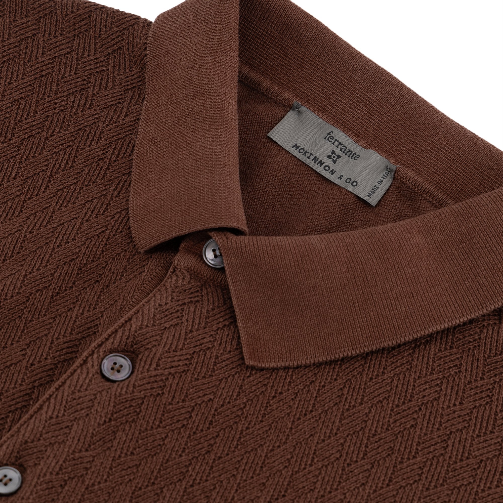 MCKINNON x FERRANTE Short Sleeve Polo BROWN - Henry BucksPolo38SS230071 - BRWN - 50