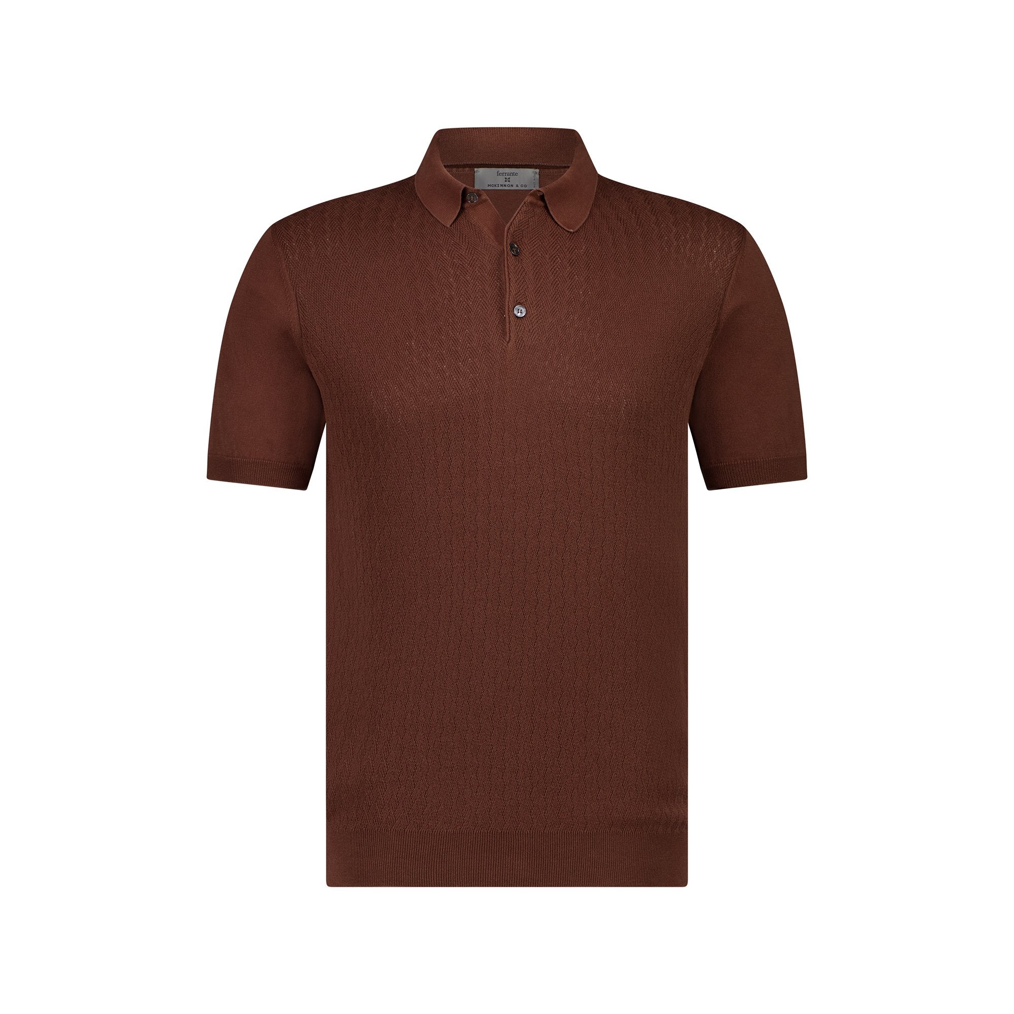 MCKINNON x FERRANTE Short Sleeve Polo in BROWN - Henry BucksShirts38SS230077 - BROWN - 50