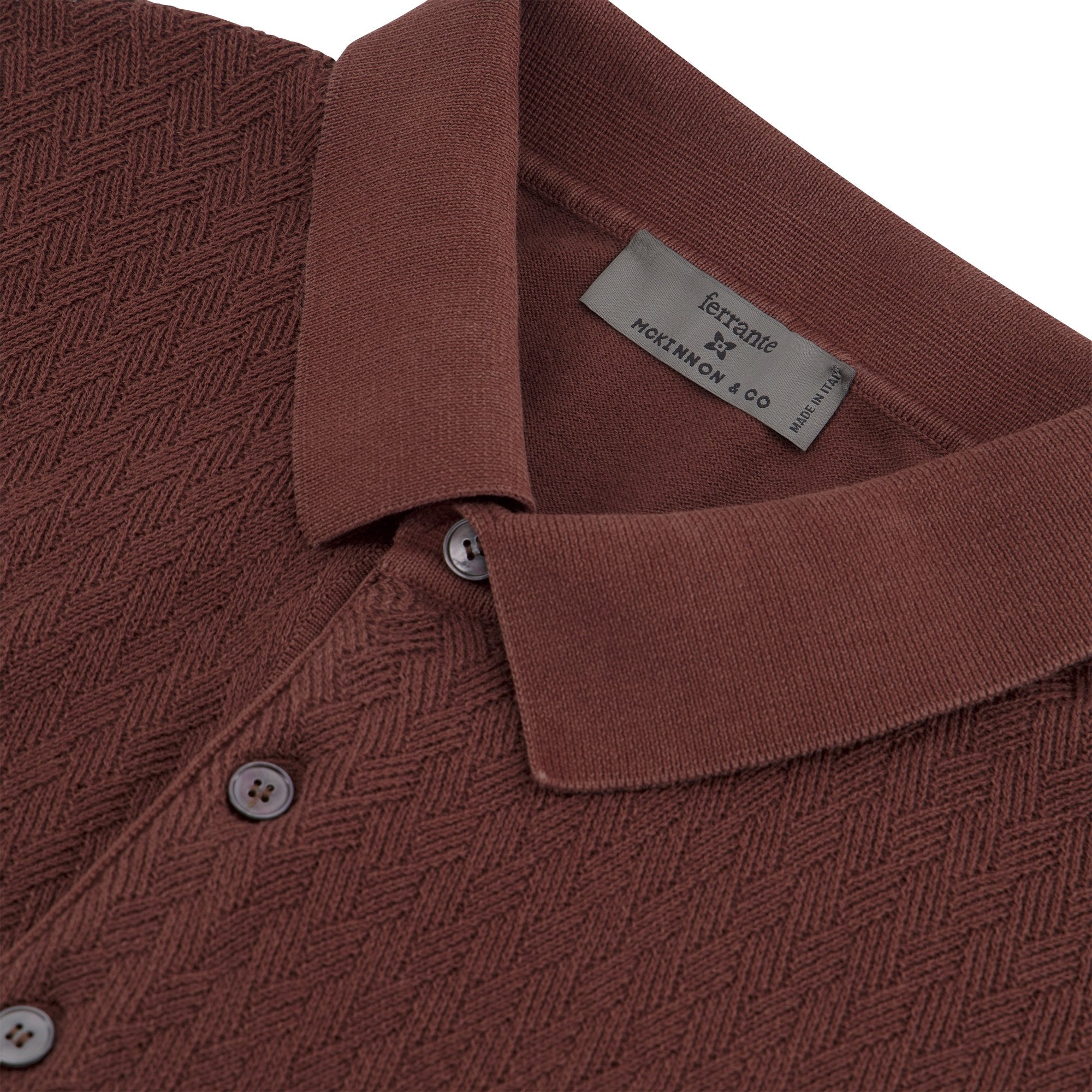 MCKINNON x FERRANTE Short Sleeve Polo in BROWN - Henry BucksShirts38SS230077 - BROWN - 50